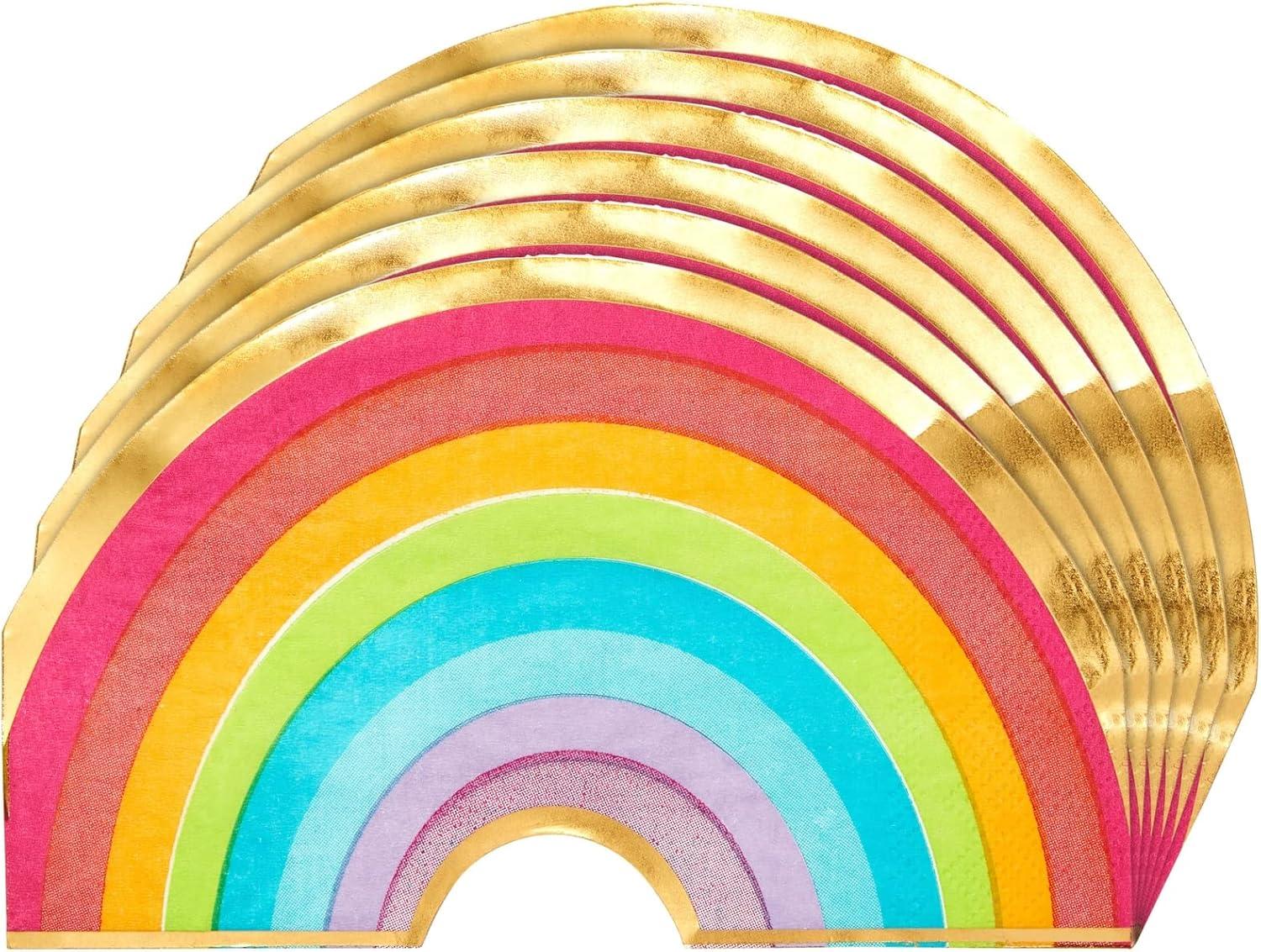 72 Piece Rainbow Party Dinnerware Set - Serves 24 Disposable Die-Cut Plates, Cups & Napkins - Colorful Rainbow Party Decorations for Birthdays & Events