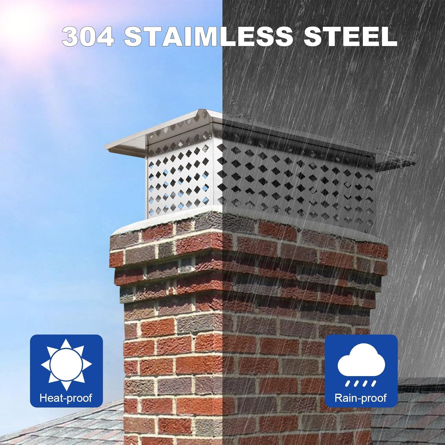 Towallmark Chimney Cover, Chimney Rain Caps, Fireplace Chimney Caps for Outside Adjustable Bottom to Fit Existing Clay Flue Tile Sizes