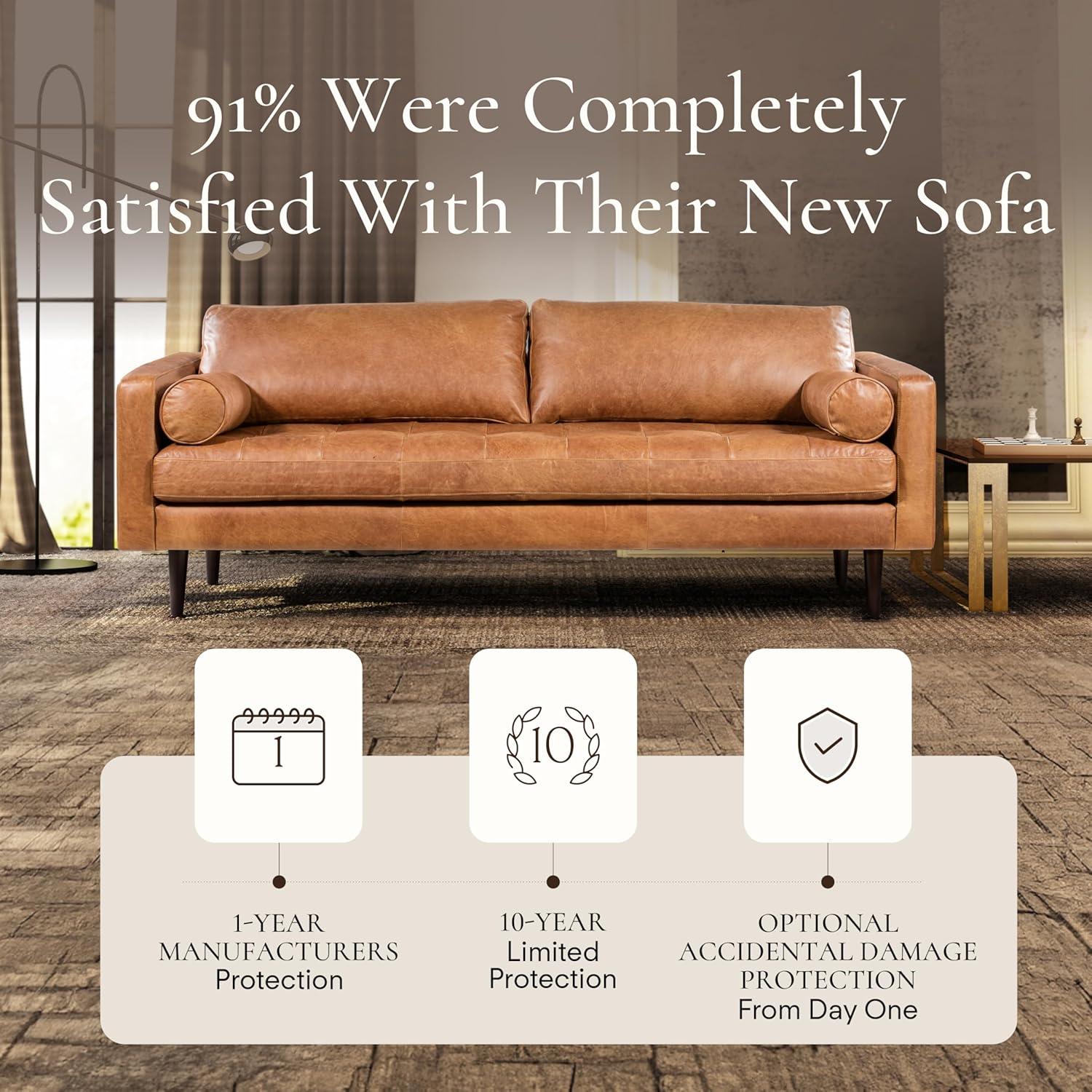 Napa 88.5'' Full-Grain Genuine Italian Leather Sofa