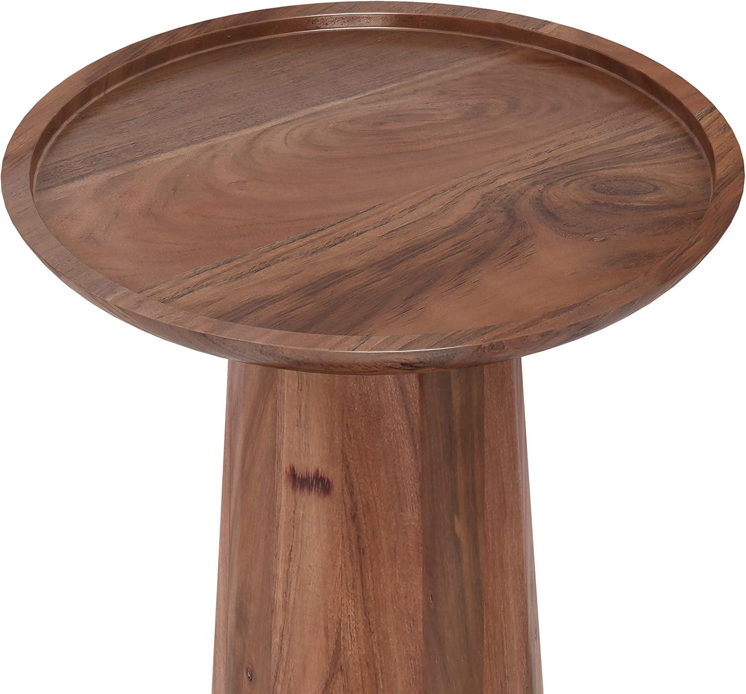 Dayton SOLID ACACIA WOOD 13 inch Wide Round Contemporary Wooden Accent Table in Light Cognac, Fully Assembled