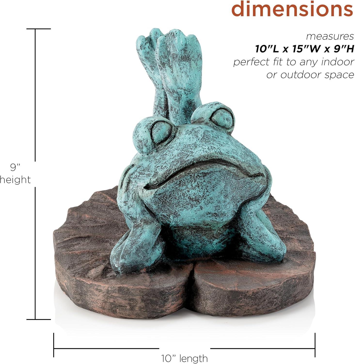 9" Magnesium Oxide Frog Laying Down Statue - Alpine Corporation: Zen Garden Decor, Outdoor Animal Sculpture
