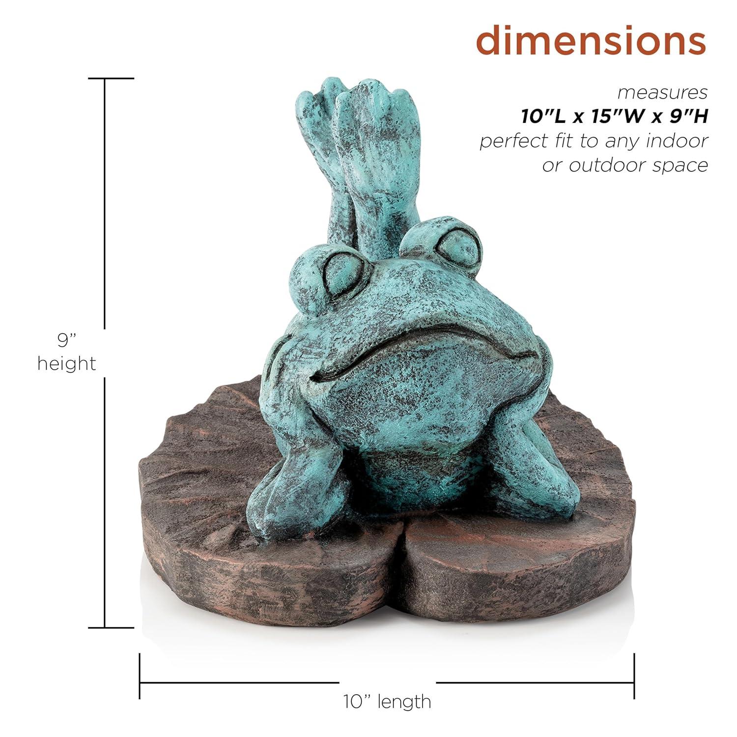 9" Magnesium Oxide Frog Laying Down Statue - Alpine Corporation: Zen Garden Decor, Outdoor Animal Sculpture