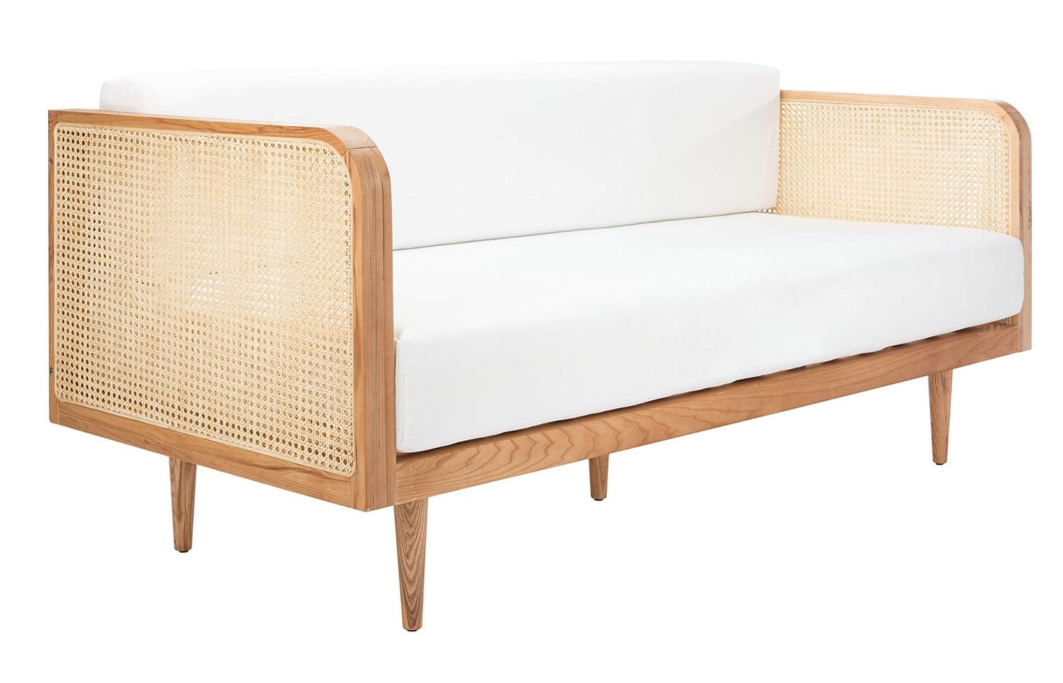 Helena Ivory Linen and Natural Ash Wood Twin Daybed with Drawer