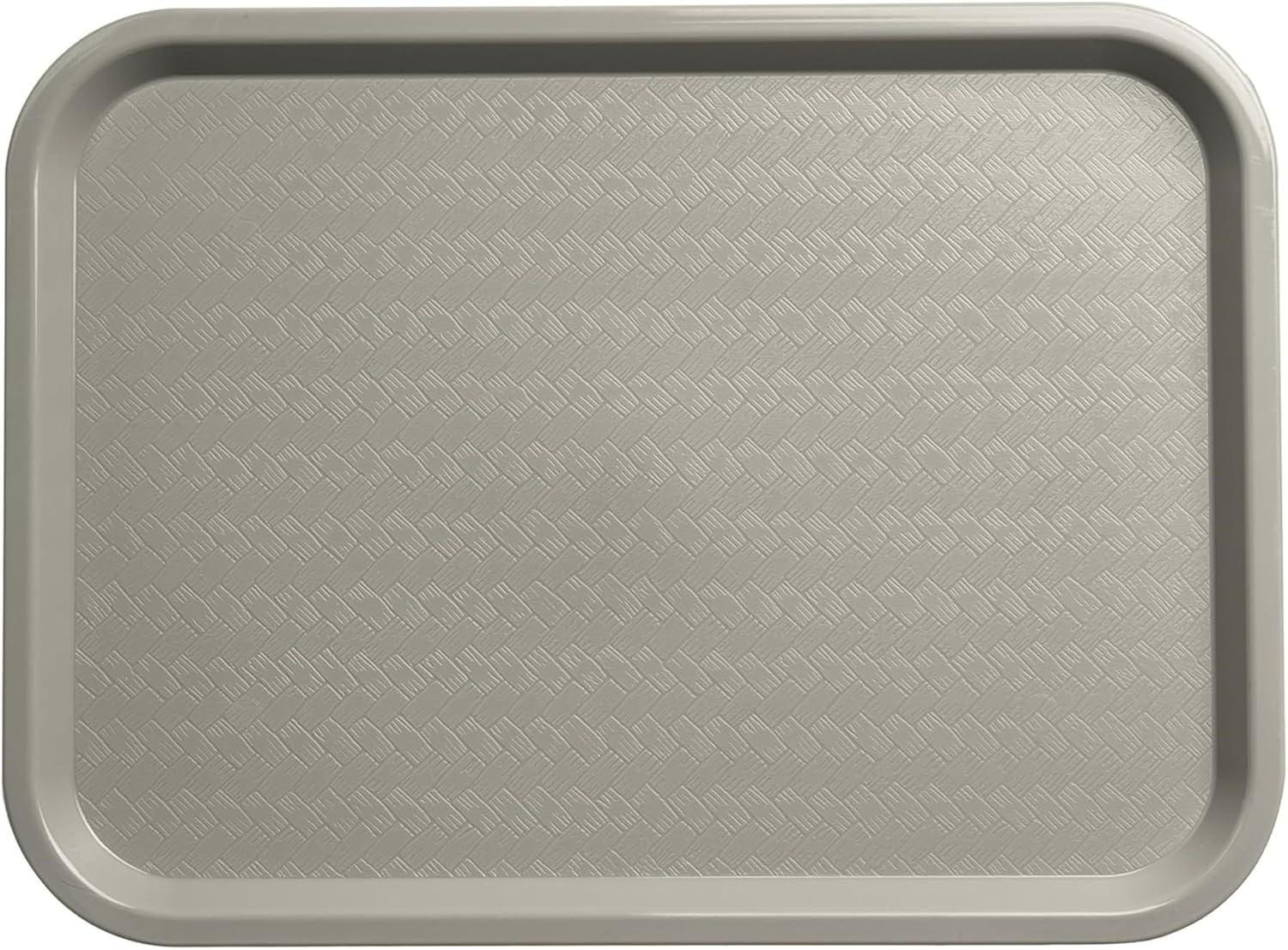 Gray Polypropylene Cafeteria Tray with Basket Weave Design