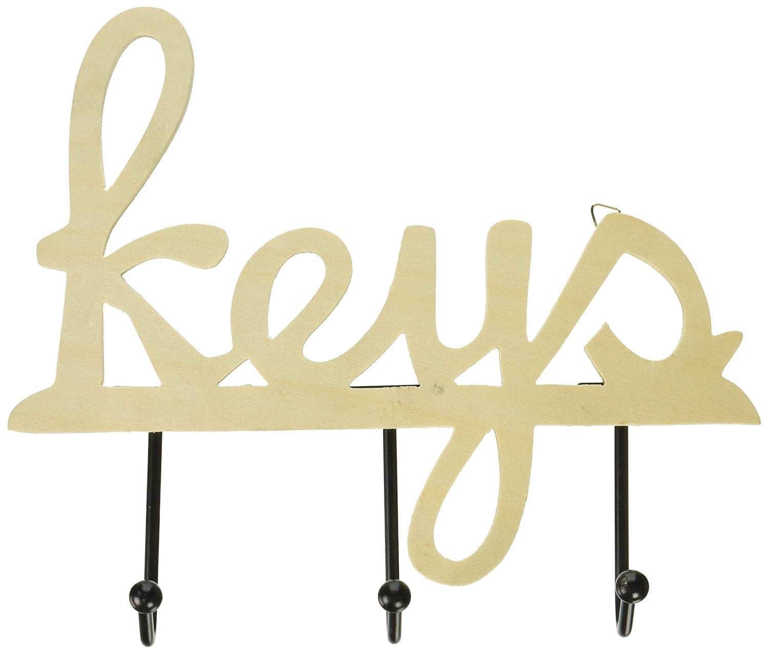 Plaid Unpainted Wood Surface, Key Holder Plaque, 1 Piece