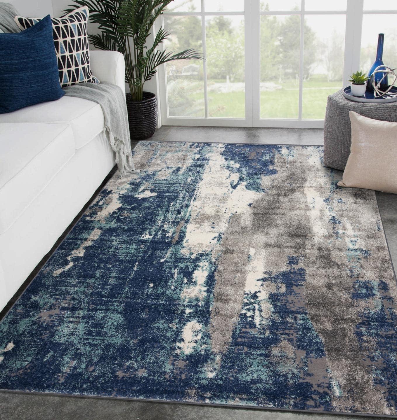 Luxe Weavers Euston Collection Modern Abstract Area Rug, Blue 9x12