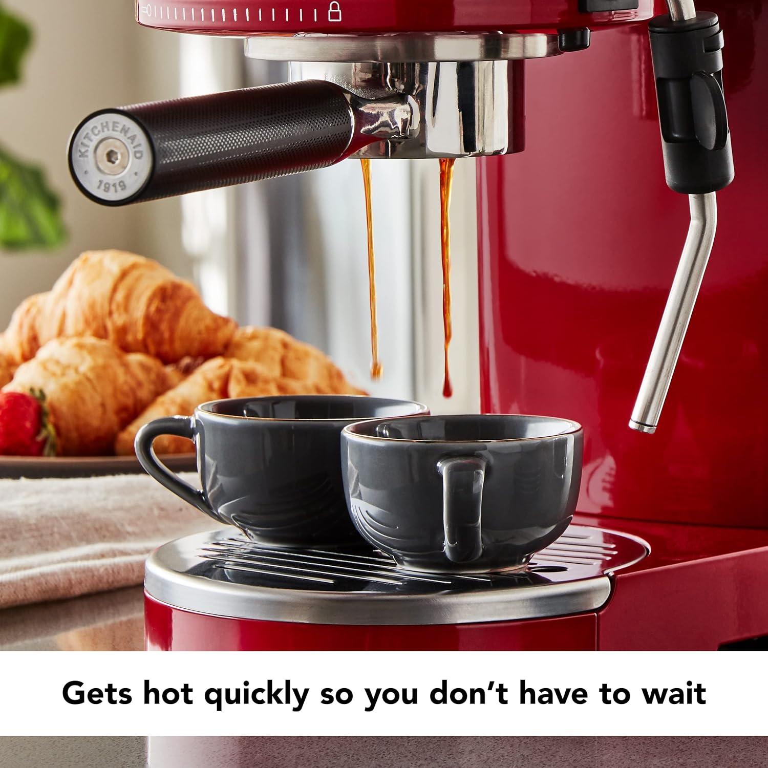 KitchenAid Semi-Automatic Espresso Machine - Empire Red: 15 Bars Pressure, 47oz Capacity, Dishwasher-Safe Parts