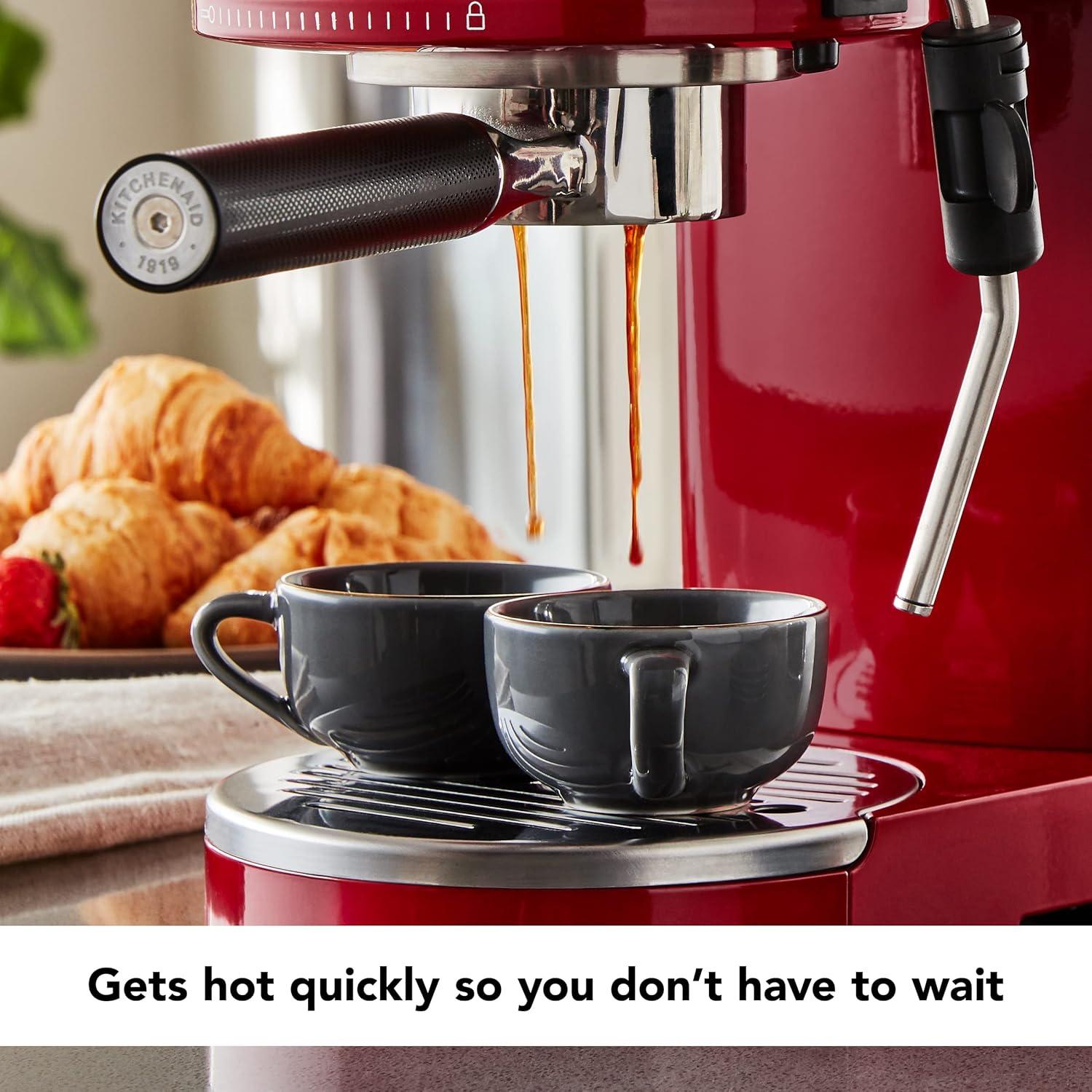 KitchenAid Semi-Automatic Espresso Machine - Empire Red: 15 Bars Pressure, 47oz Capacity, Dishwasher-Safe Parts
