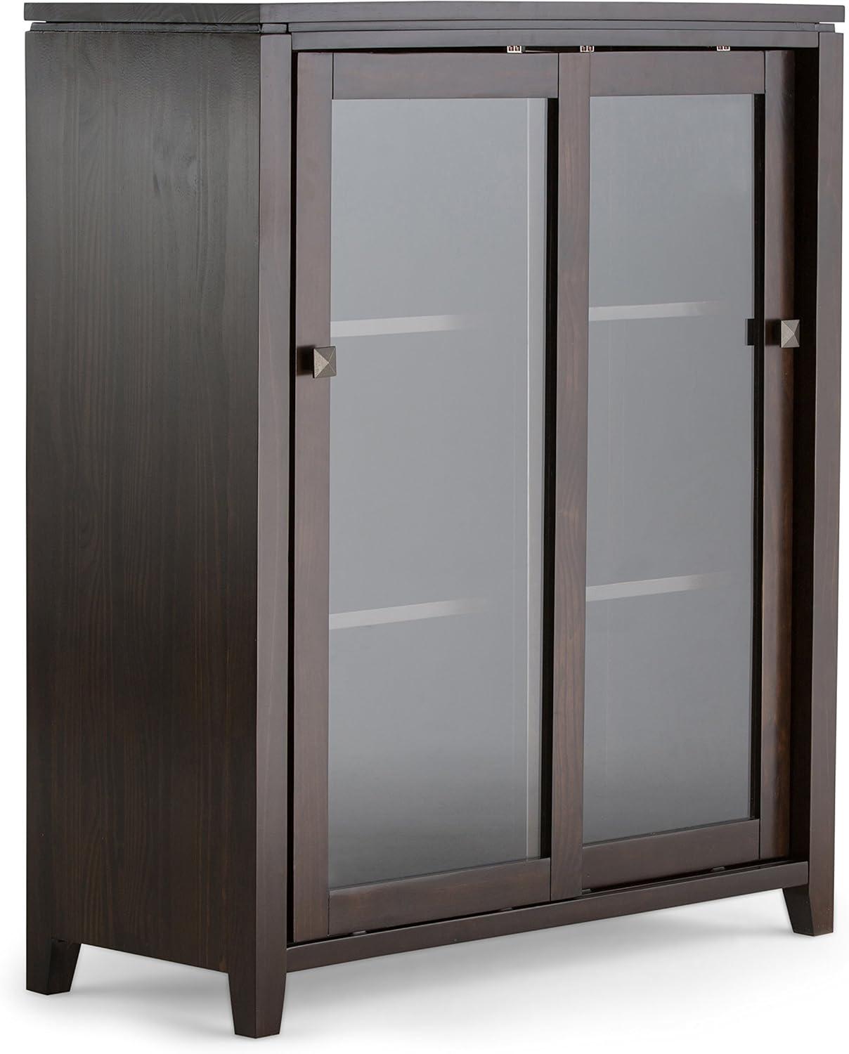 Simpli Home Cosmopolitan Solid Wood Medium Storage Cabinet in Mahogany Brown