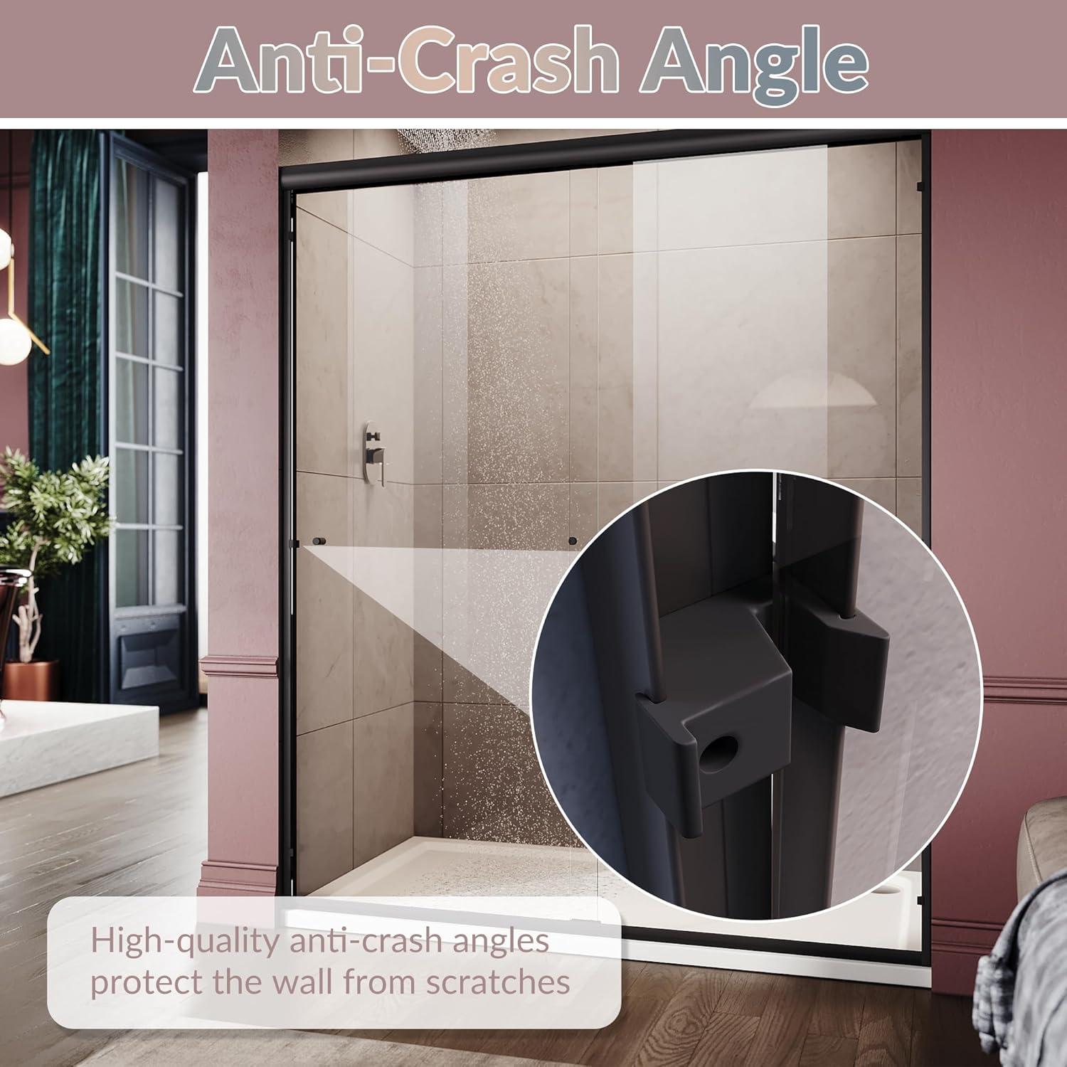 Elegant  Semi-Frameless Double Sliding Shower Doors in Brushed Nickel Finish Various Sizes Shower Enclosure 54''W x 72''H