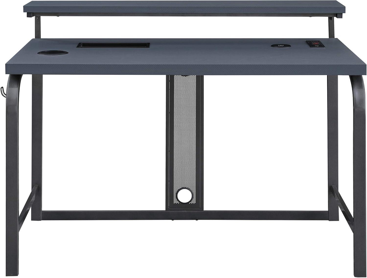 Ultimate 54" Gray Wood Gaming Desk with Integrated Power and Storage