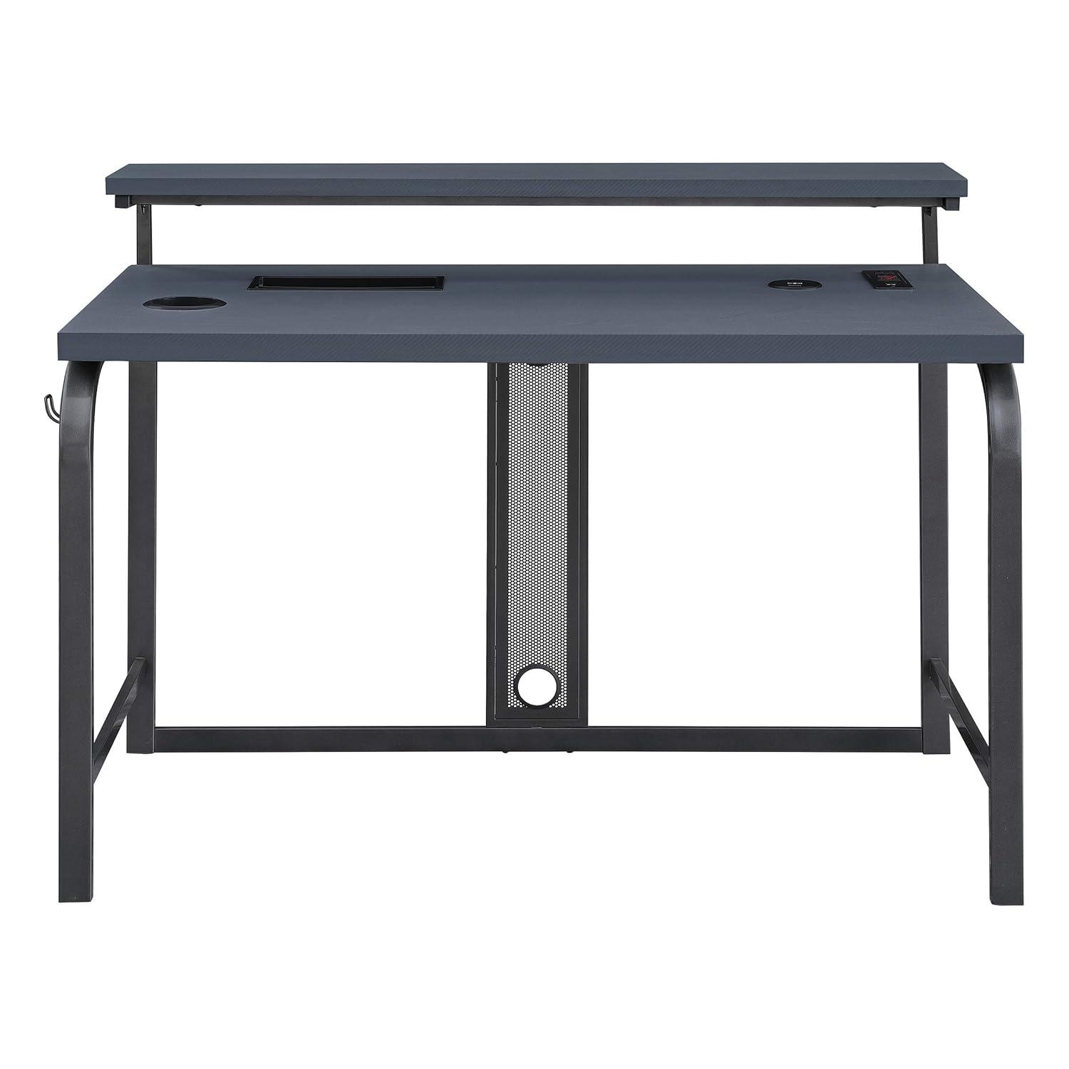 OSP Home Furnishings Reload 48-Inch Gaming Desk in Gray Steel Metal