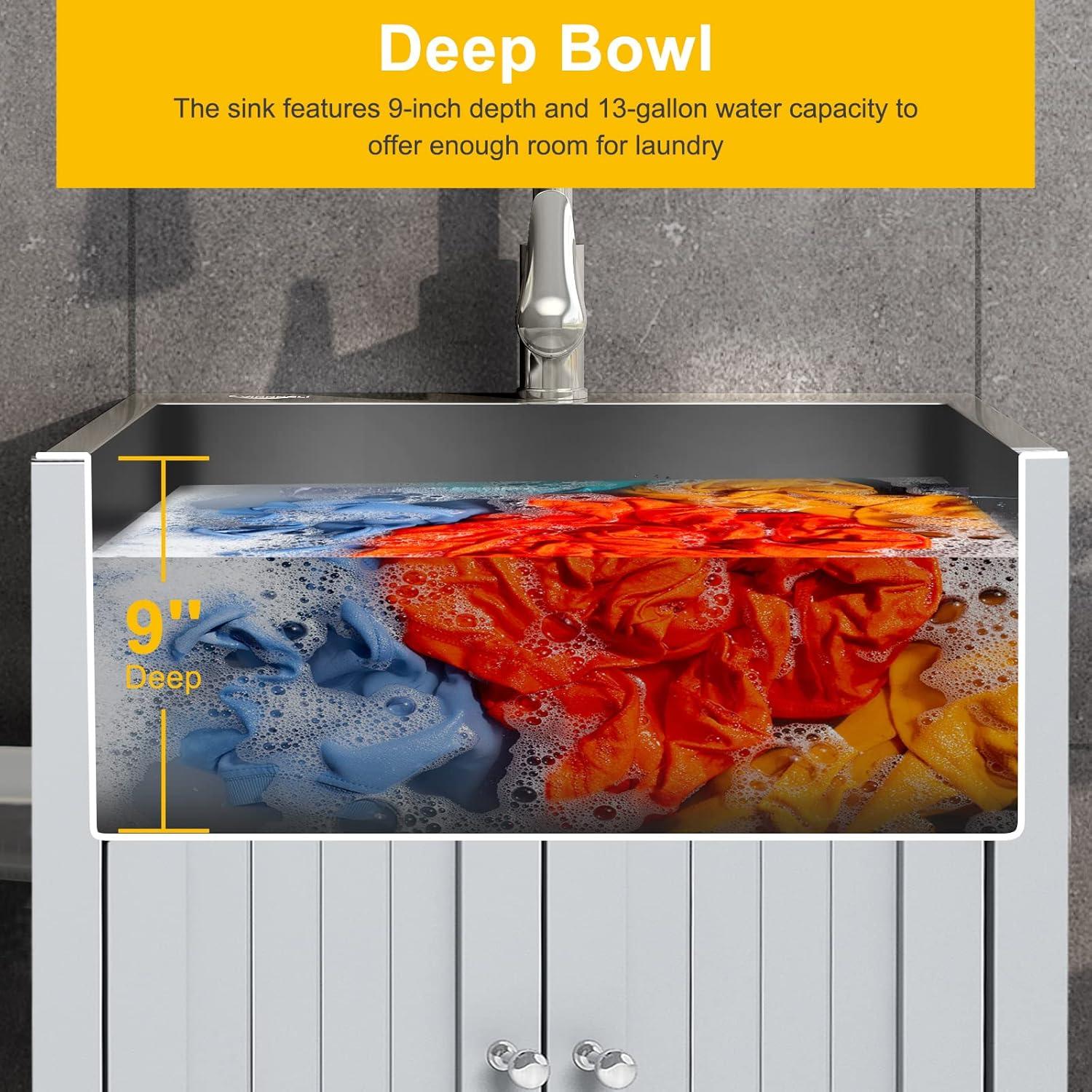 Ktaxon Gray Stainless Steel 72.6 lb Utility Sink