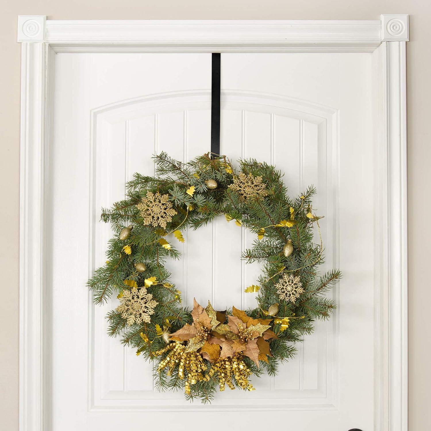 Versatile Black Metal Overdoor Wreath Hook - 15" Hanger