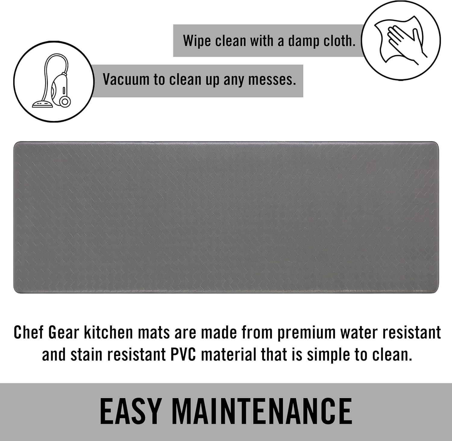 Anti-Fatigue Kitchen Mat, Charcoal, Playa Basketweave by Chef Gear, 17.5 in. x 60 in.