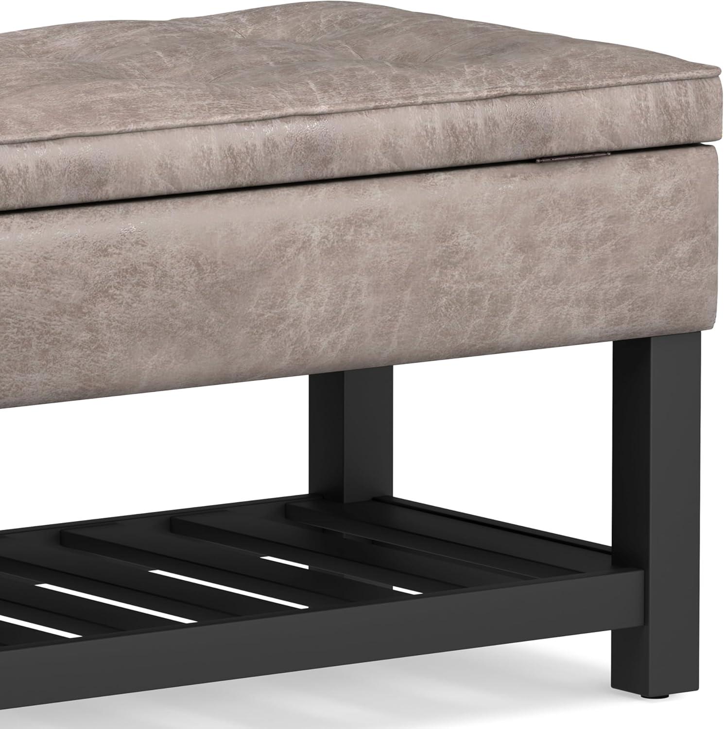 Simpli Home Cosmopolitan 44"W Transitional Tufted Storage Ottoman Bench with Lift Top