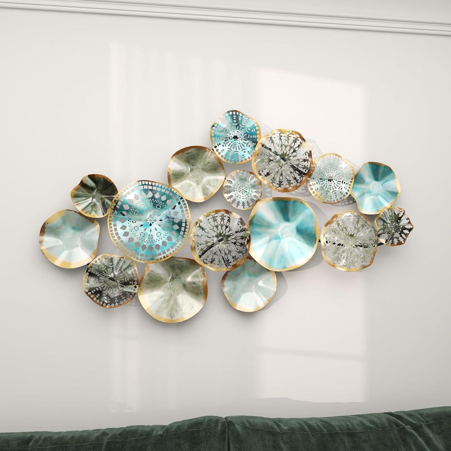 DecMode Multi Colored Metal 3D Overlapping Discs Plate Wall Decor