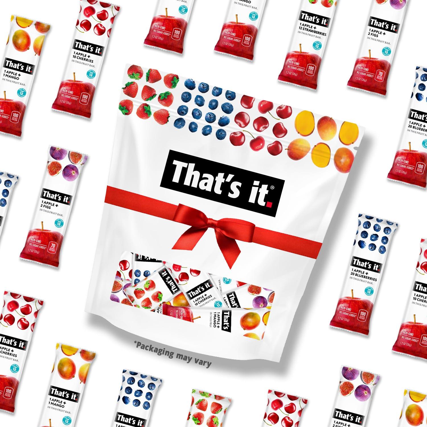 Fruit Bars Snack Gift Box (20 Pack) - 100% Natural, Gluten-Free, Vegan Fruit Snacks Variety Pack