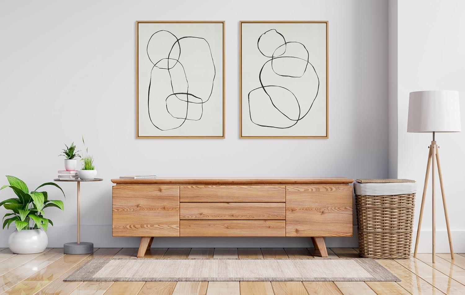 Kate & Laurel All Things Decor (Set of 2) 28"x38" Sylvie Going in Circles Framed Canvas Wall Arts by Teju Reval of SnazzyHues Natural