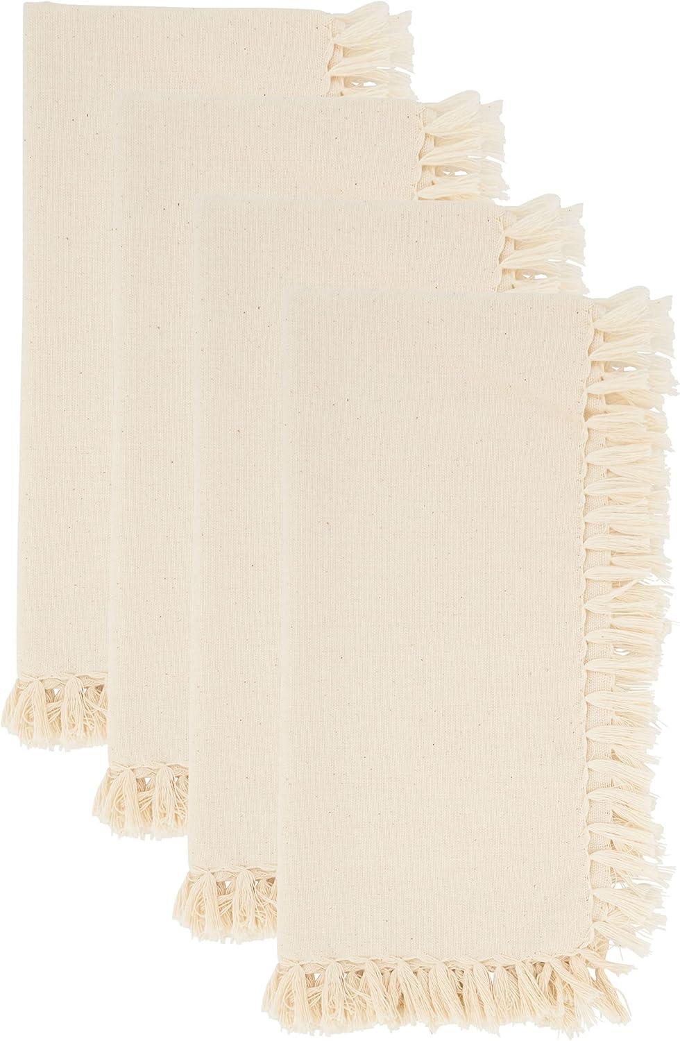 Saro Lifestyle Fringed Design Table Napkin (Set of 4)