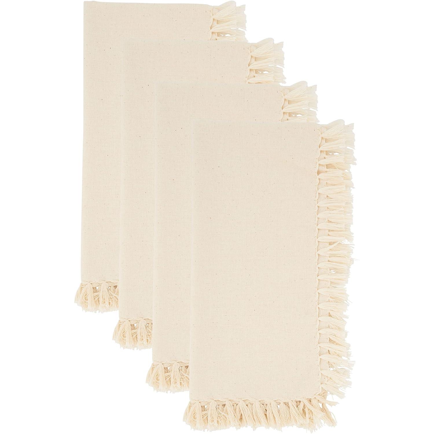 Saro Lifestyle Fringed Design Table Napkin (Set of 4)