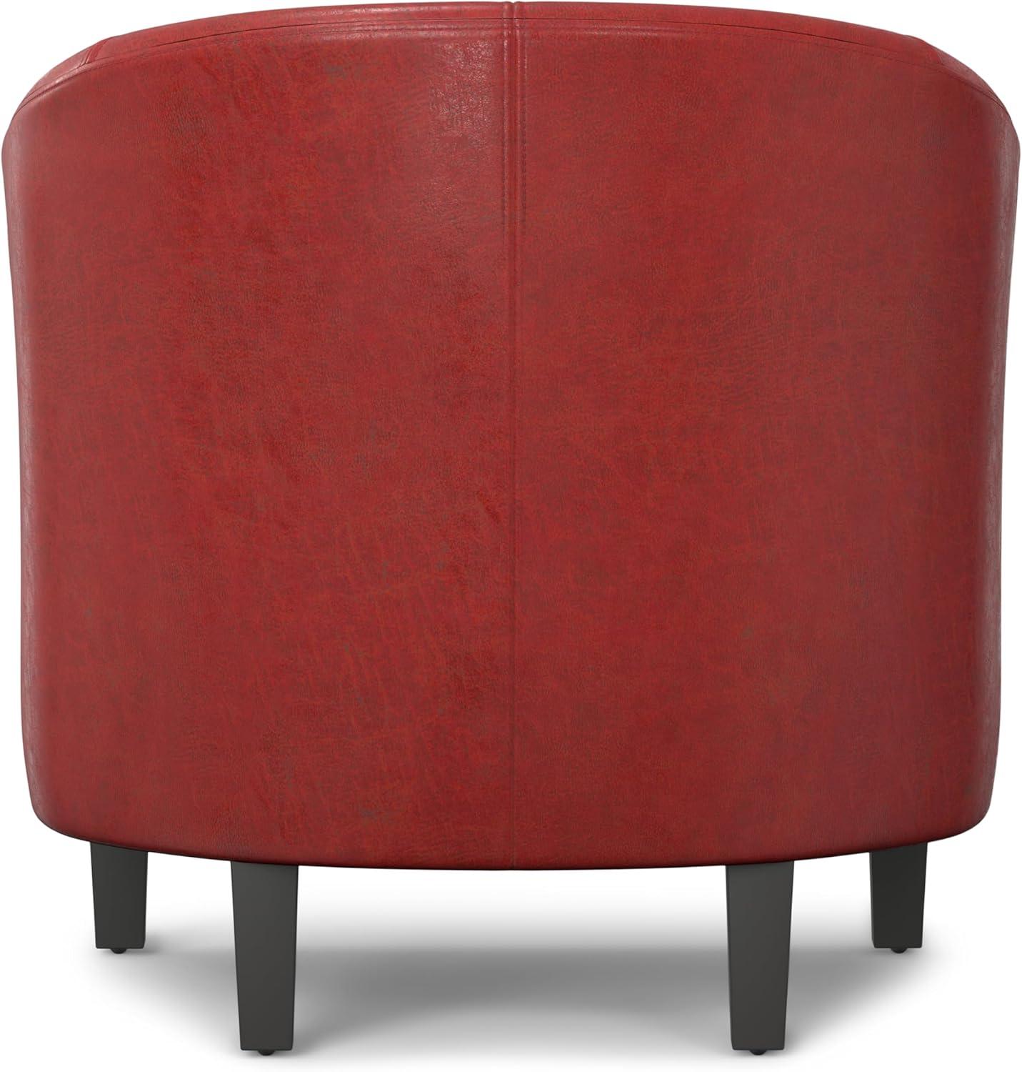 Simpli Home Austin 30"W Upholstered Vegan Faux Leather Contemporary Tub Accent Chair with High Arms and Deep Seat