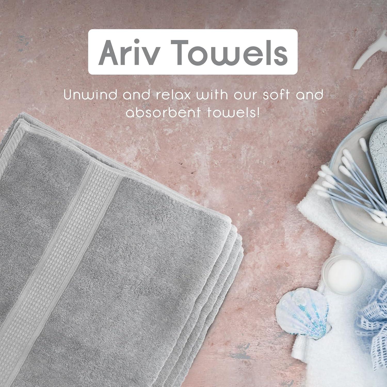 Ariv Premium Bath Towels Pack of 4, 100% Cotton, Large, Super Soft, Highly Absorbent, Quick Dry, Durable, Comfortable, Great Value & Quality, Perfect for Home & Bathroom - Platinum