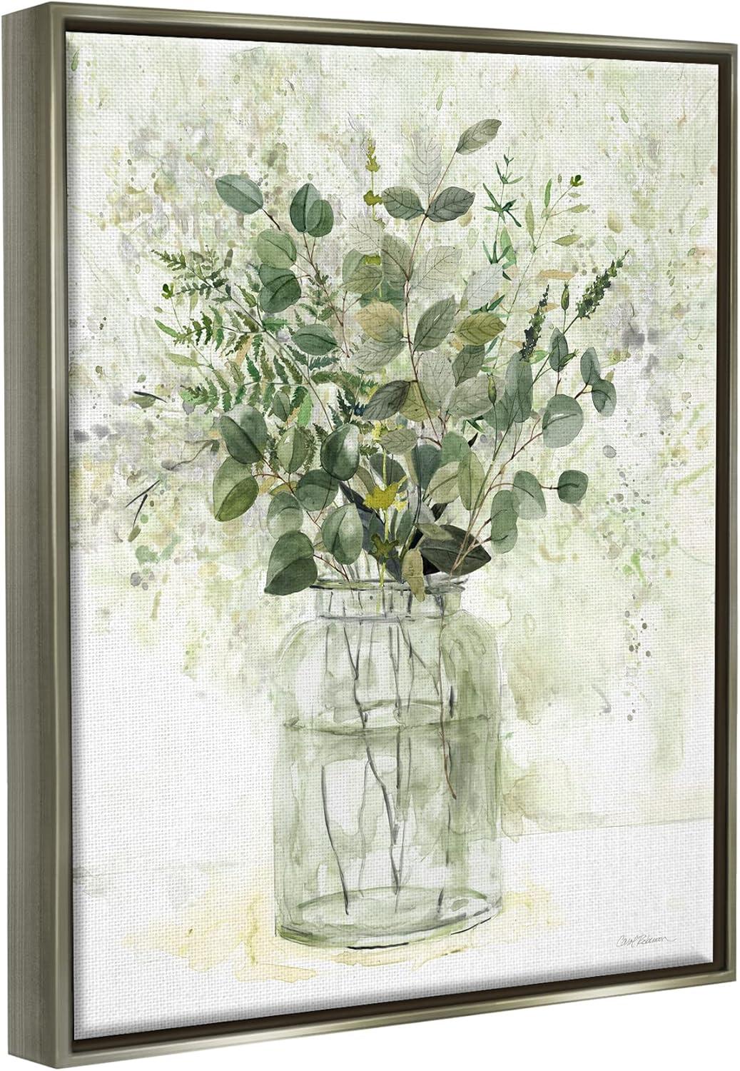 Stupell Industries Varied Herbal Botanical Arrangement Painting Luster Gray Floating Framed Canvas Print Wall Art, Design by Carol Robinson