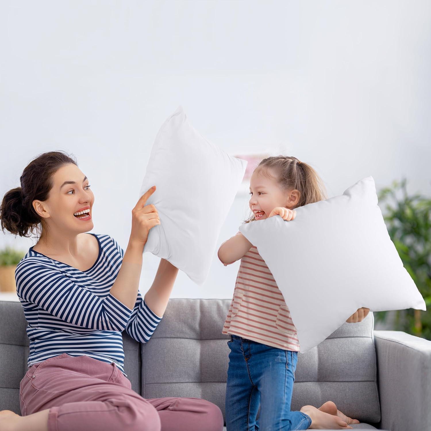 THROW PILLOW, SOFA PILLOW, OUT DOOR PILLOW, COUCH PILLOW, BEDDING PILLOW Inserts (Set of 2, White), 18x18 Inches - Lightweight Fillers for Sofa, Bed, and Home Décor (18x18 Inch (Pack of 2)