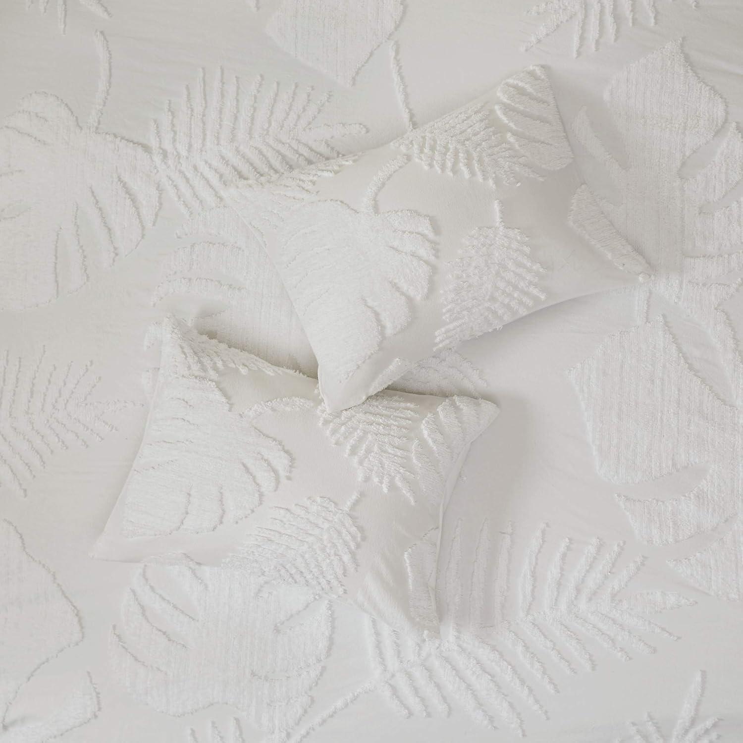 Madison Park Bahari Tufted Cotton Chenille Palm Duvet Cover Set