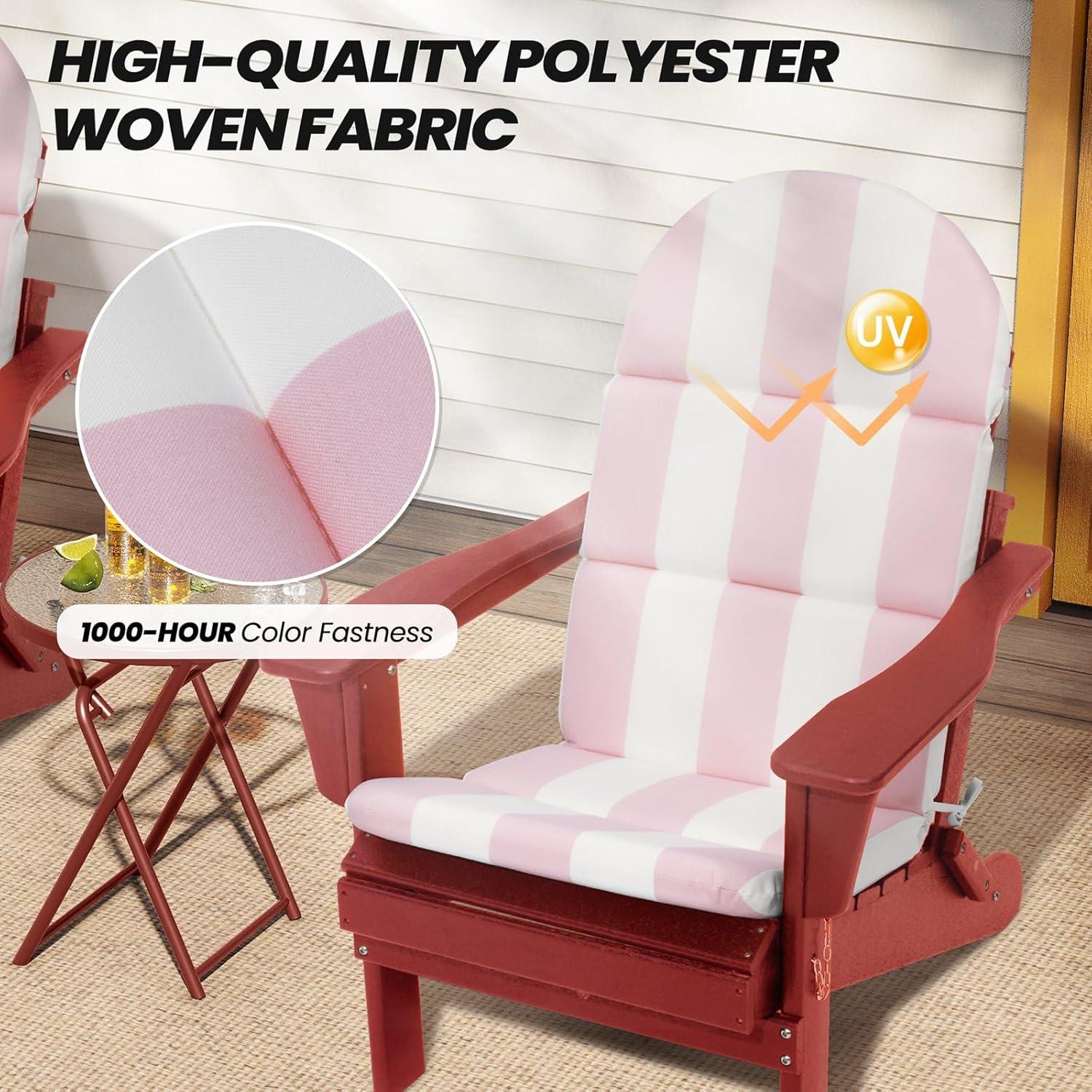 Pink and White Striped High Back Adirondack Chair Cushions