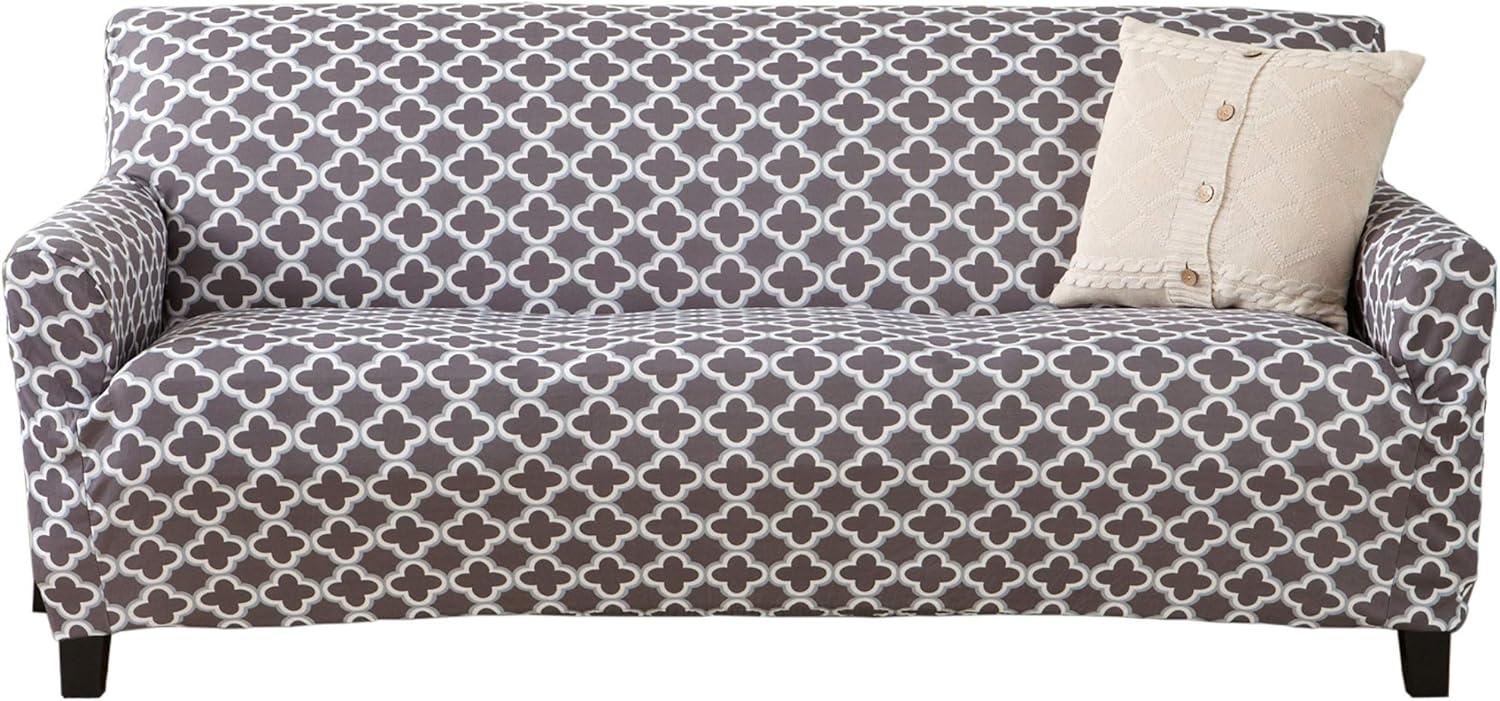 Great Bay Home 1-Piece Velvet Plush Solid Sofa Stretch Slipcover, White
