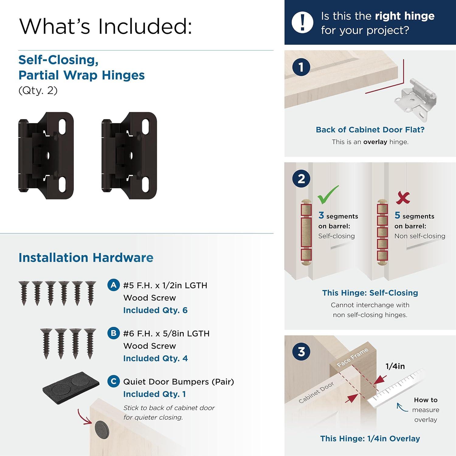 Oil-Rubbed Bronze Self-Closing Partial Wrap Cabinet Hinge