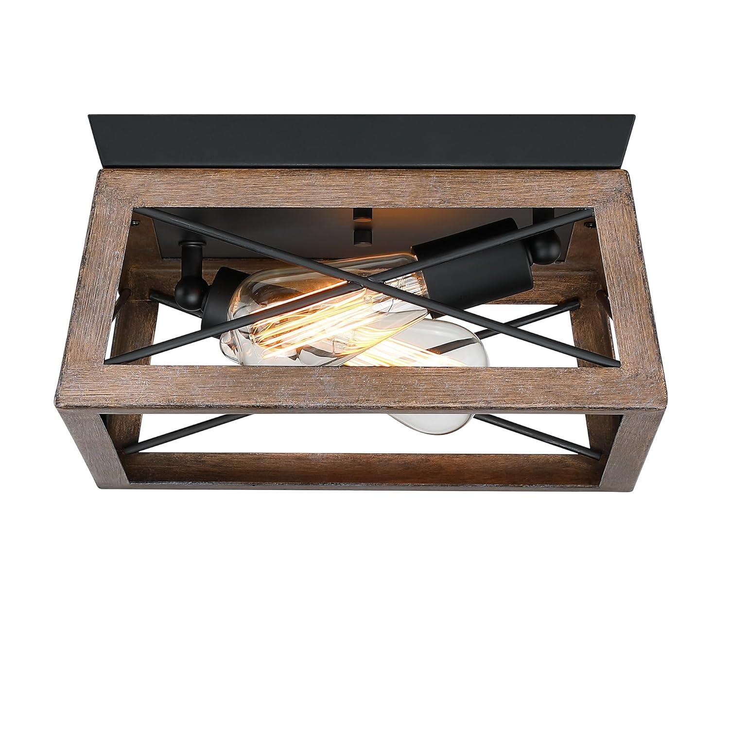 2-Light Finished Cage Classic Modern Dimmable Flush Mount Light