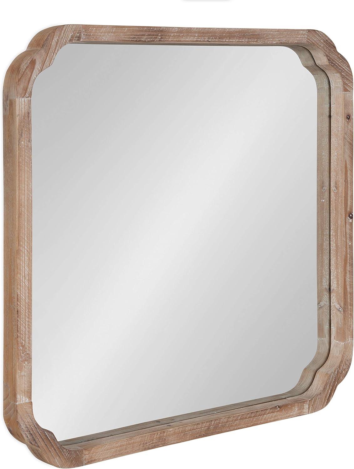 Kate & Laurel All Things Decor 24"x24" Marston Farmhouse Rectangle Wall Mirror Brown: No Assembly, Wood Frame, Wall Mount