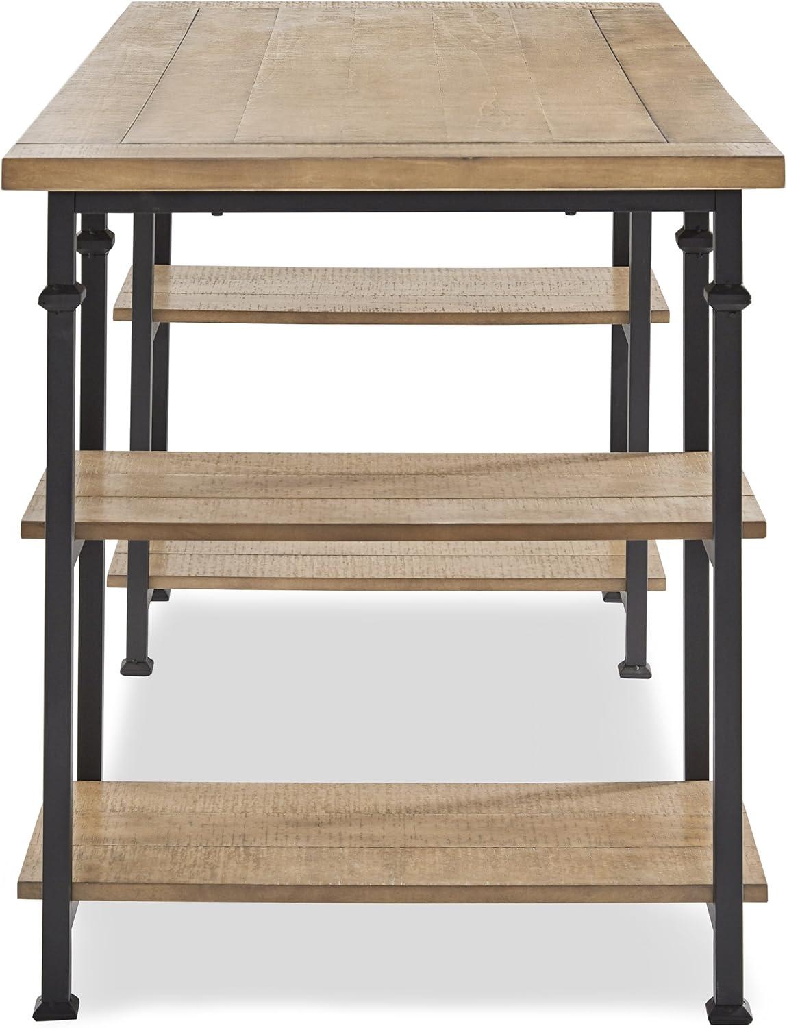 Lexicon Factory Farmhouse Wood and Metal Writing Desk in Brown/Black