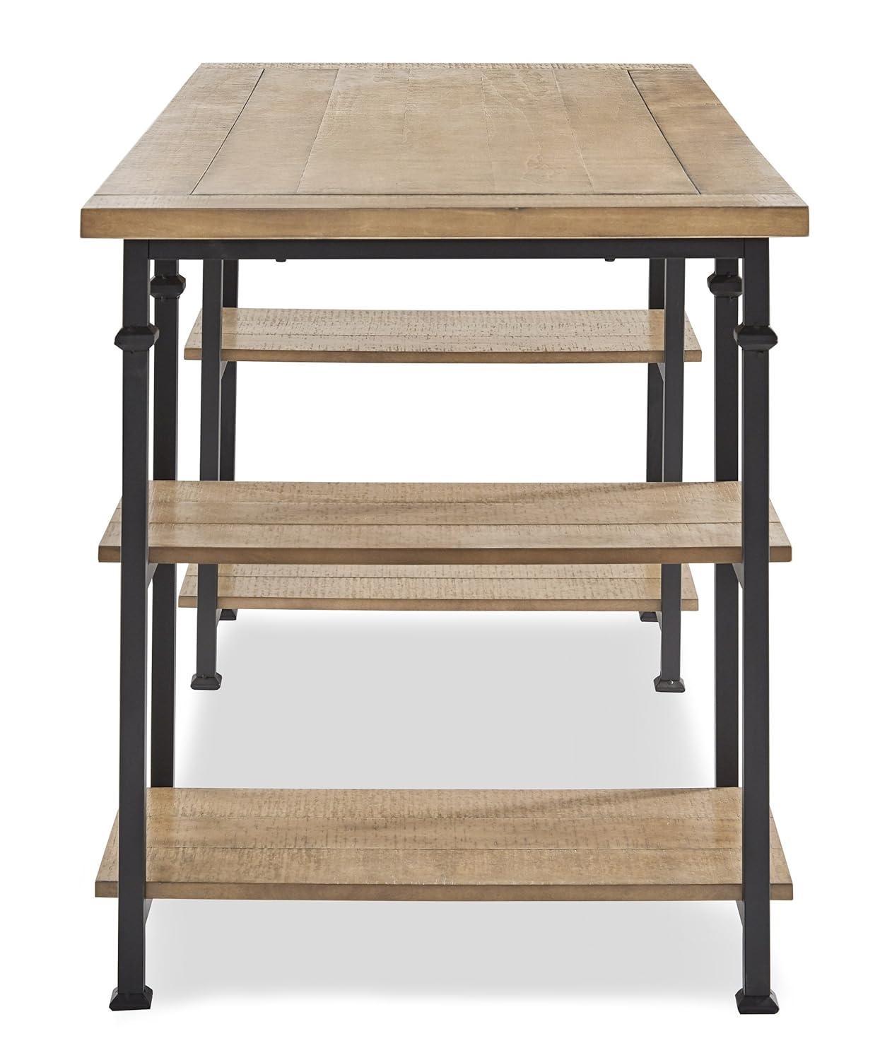 Lexicon Factory Farmhouse Wood and Metal Writing Desk in Brown/Black