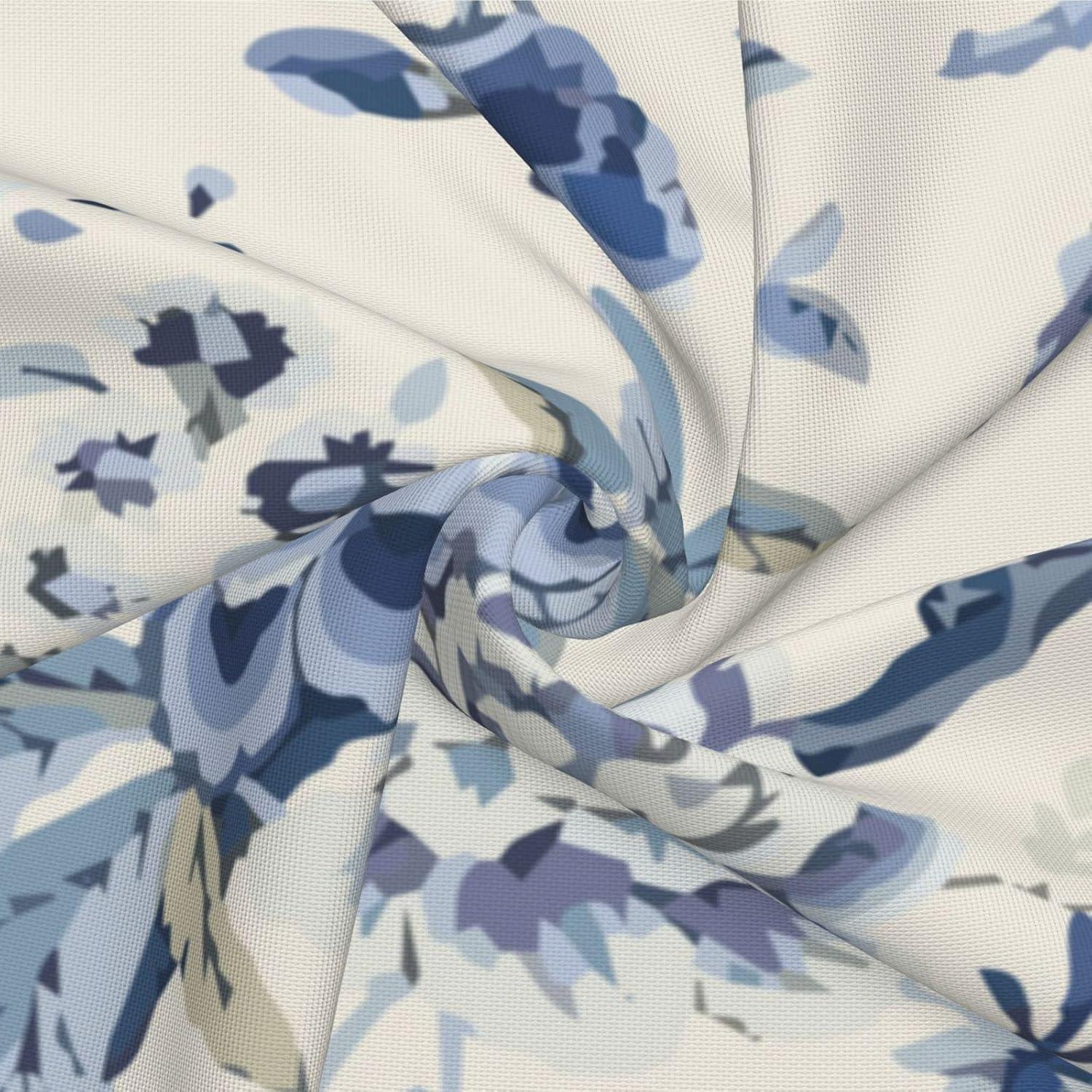 Chinoiserie Lumbar Pillow Covers 12 x 20 Set of 2 Birds Floral Linen Throw Pillow Cover Vintage White and Blue Farmhouse Decorative Pillowcases for Living Room Couch Bed Sofa Outdoor