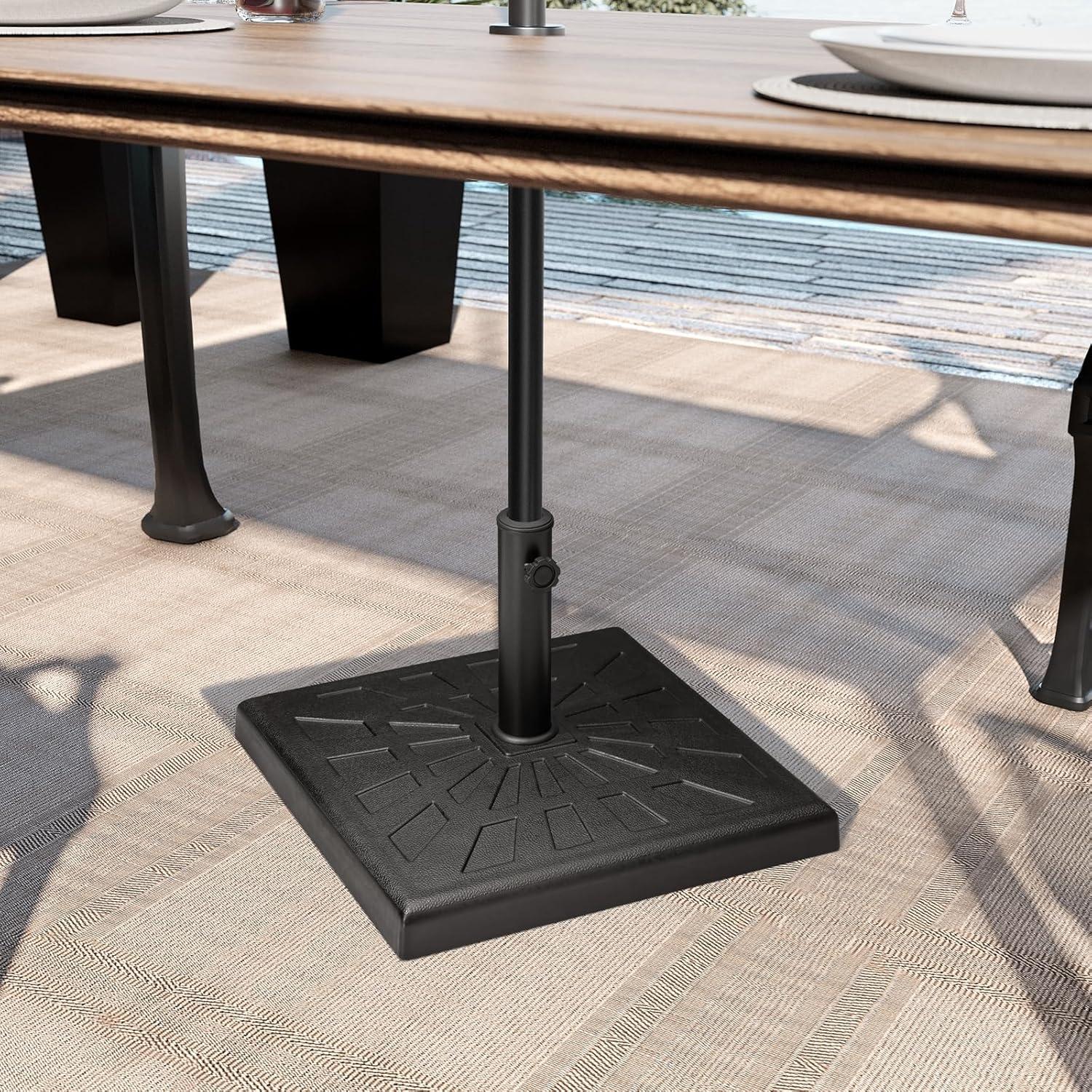 Crestlive Products 42.5 lbs Heavy Duty Square Concrete Patio Umbrella Base with 2 Wheels, Black