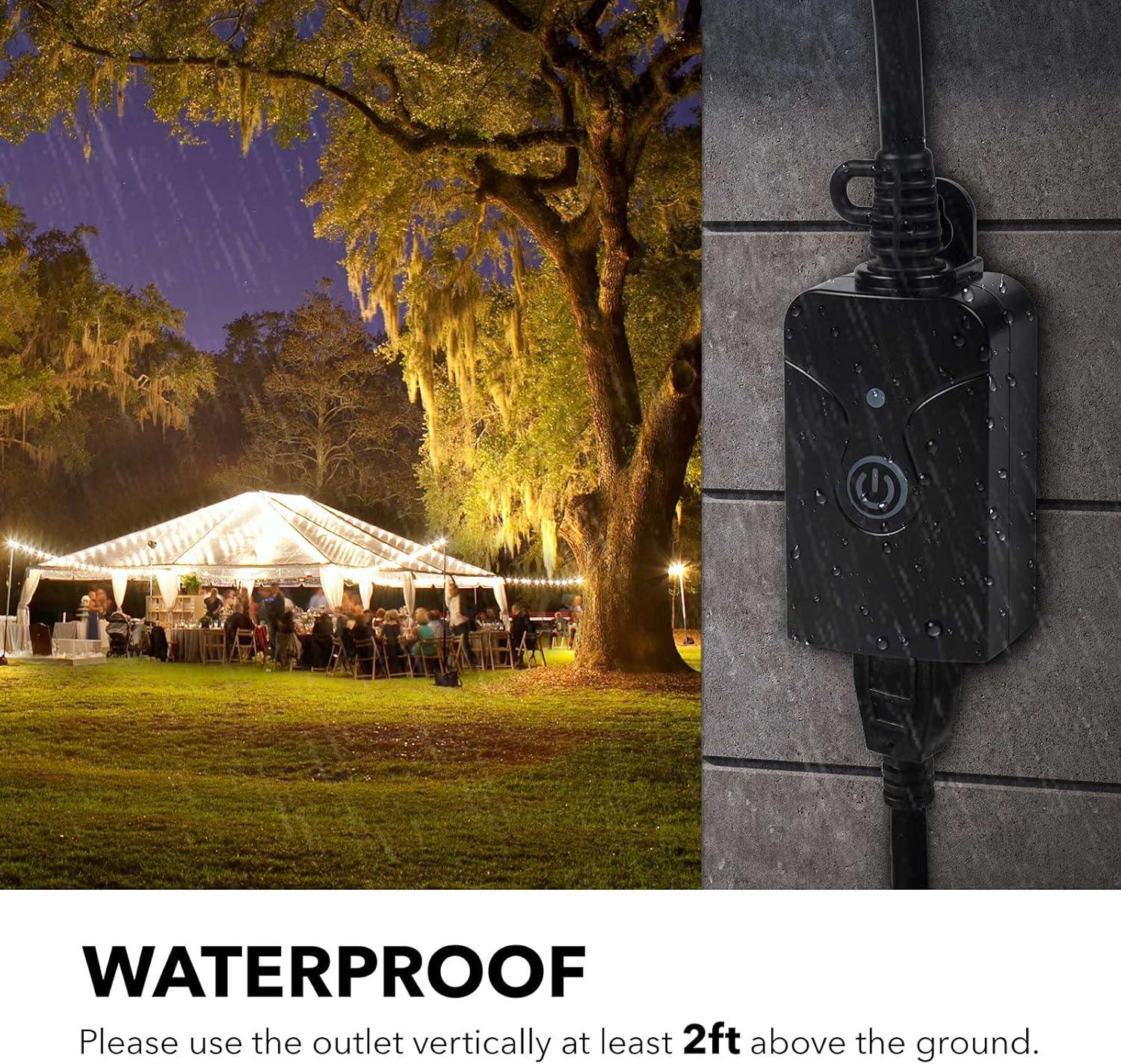 Black Wireless Remote Control Weatherproof Outlet with Push Button