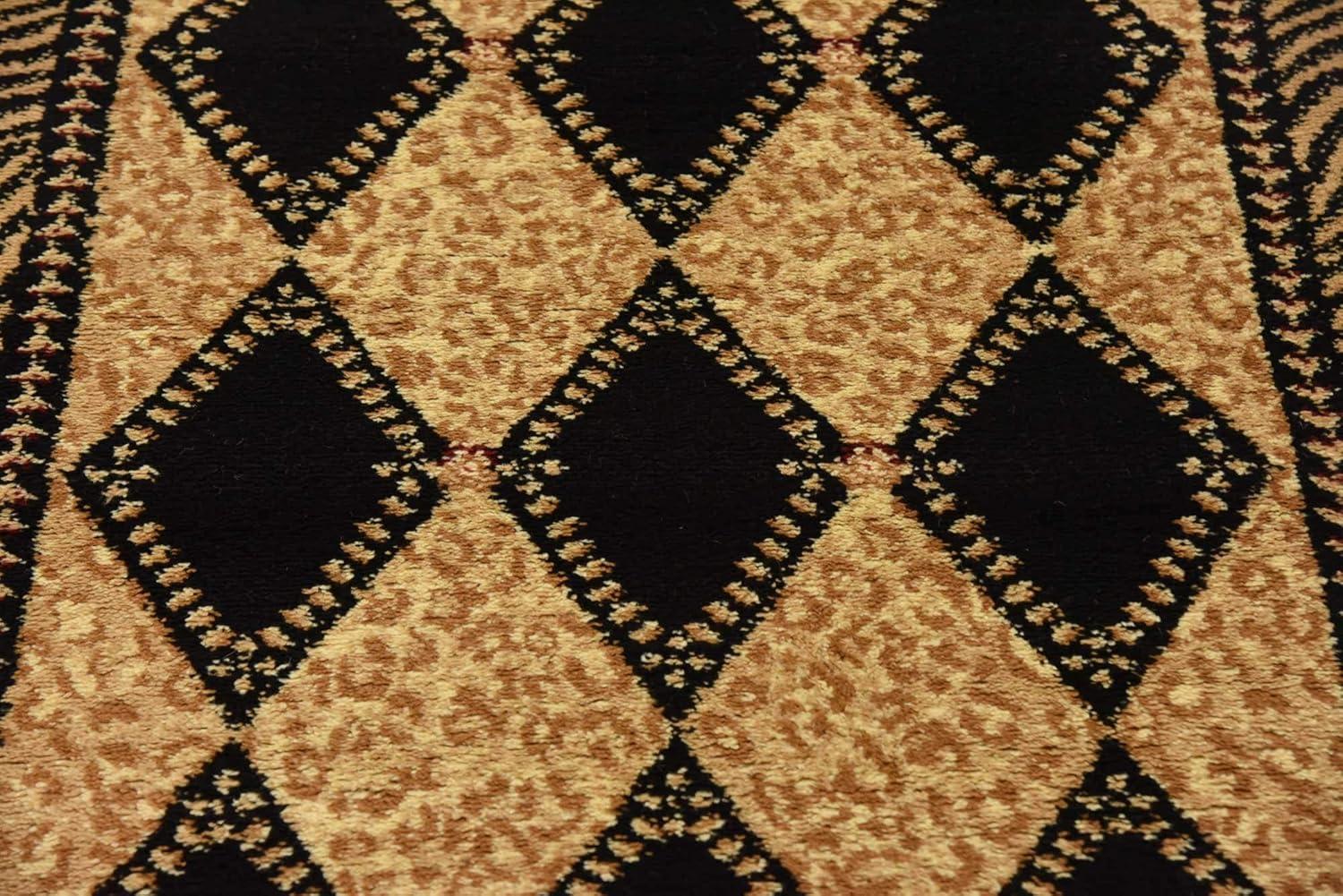 Unique Loom Wildlife Collection Area Rug - Ocelote (2' 7" x 10' Runner Light Brown/Black)