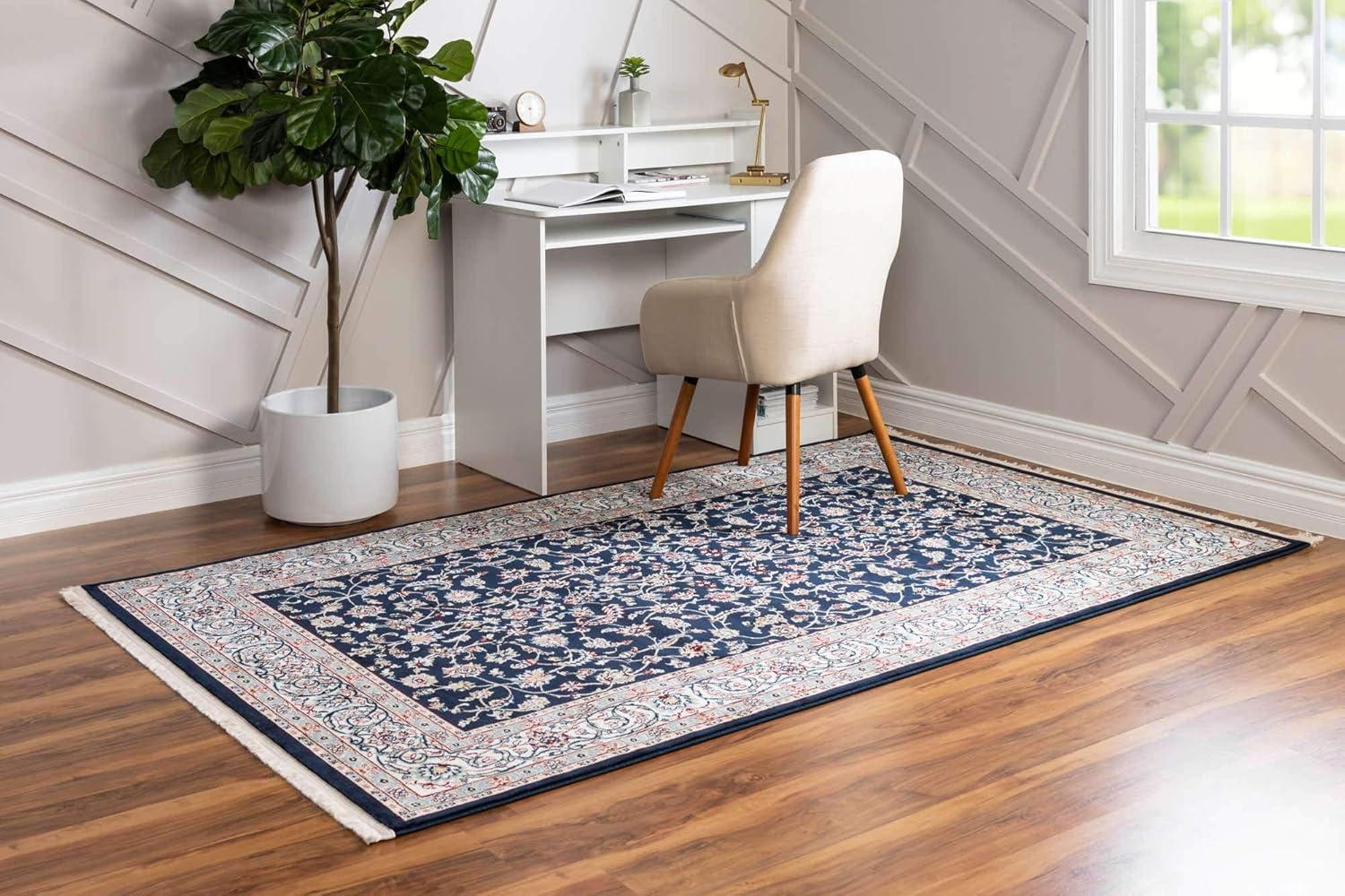 Unique Loom Narenj Collection Area Rug - Leeds (8'  x 10' Rectangle Navy Blue/Beige)