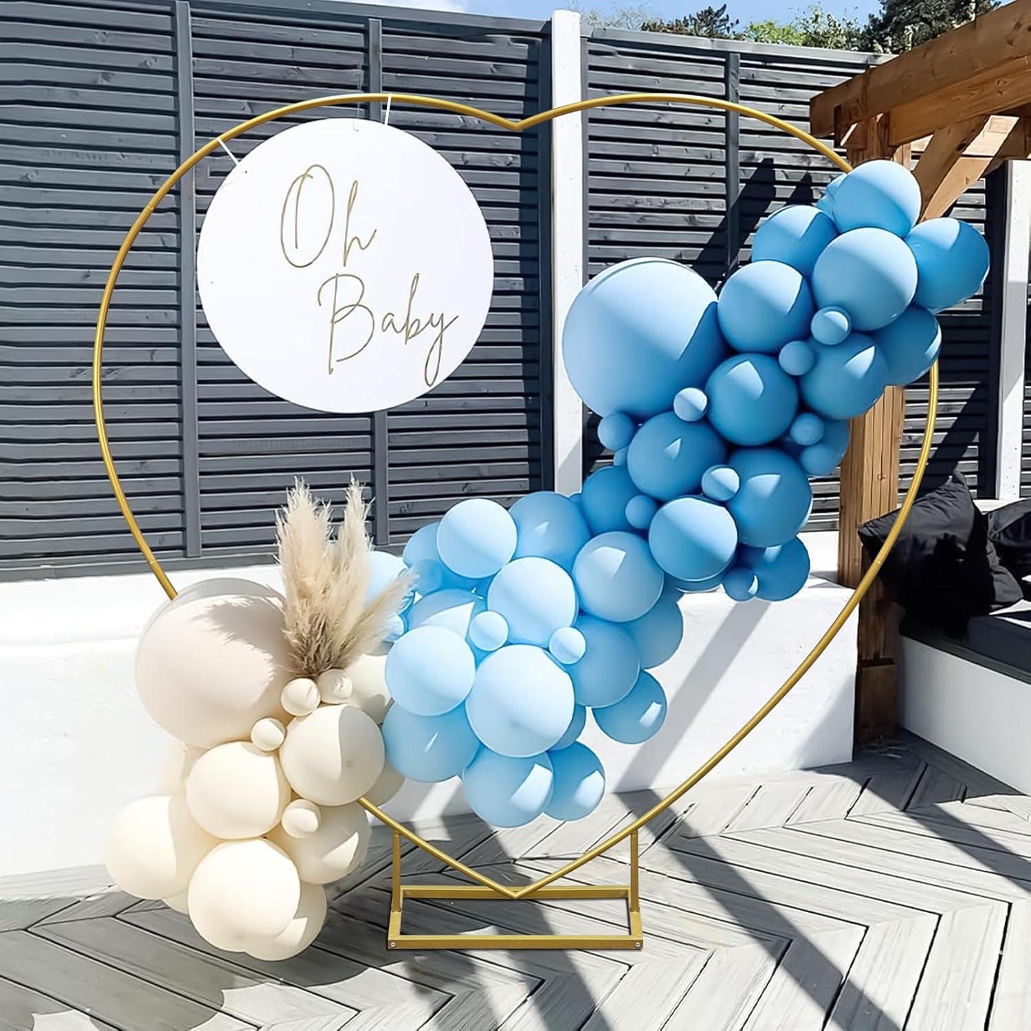 Gold Heart-Shaped Metal Wedding Arch with Square Base