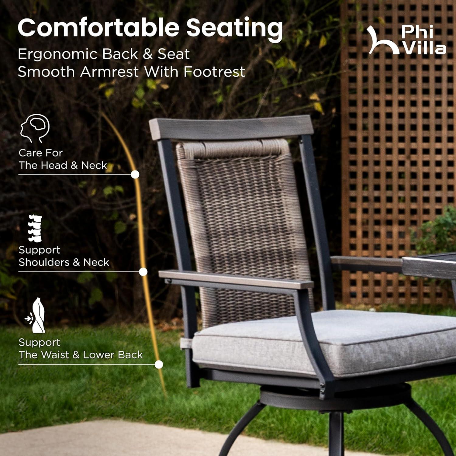 Sophia & William 3 Piece Outdoor Patio Swivel Bar Stools Set & Height Table Backyard Furniture Bistro Set, Red