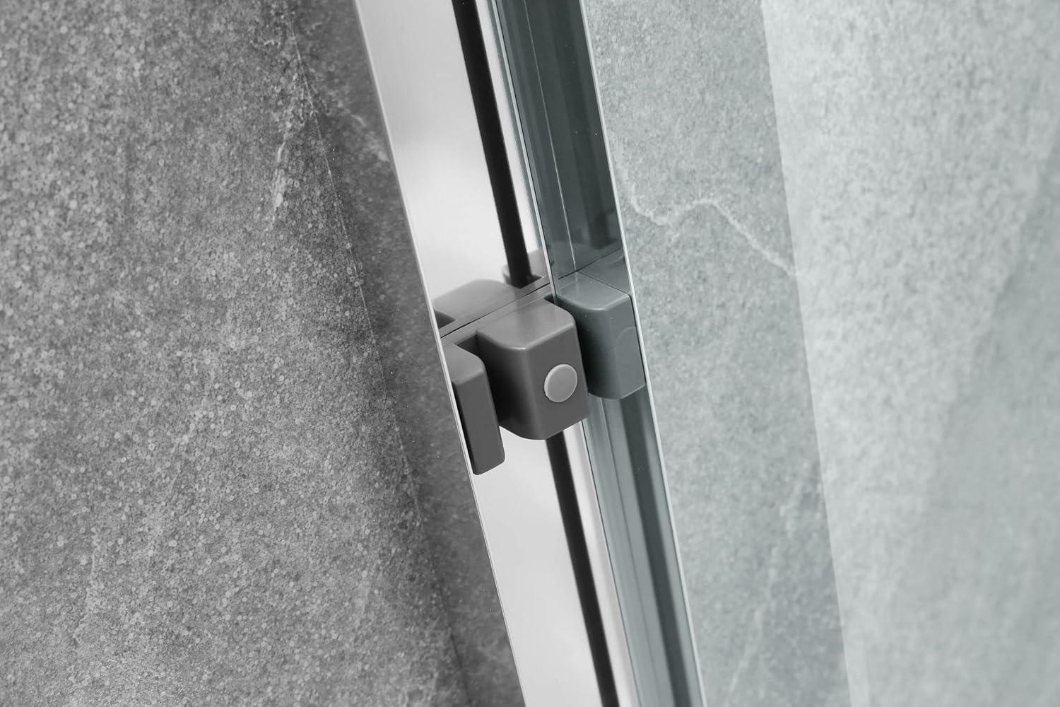 KUNMINGZHUHE Sliding Glass Tub Door 56-60 In. W X 57 In. H, Semi Frameless Double Bathtub Door, Certified Thick Clear Clear Tempered Glass, 304 Stainless Steel Handles. ZH2842-W2269P144318