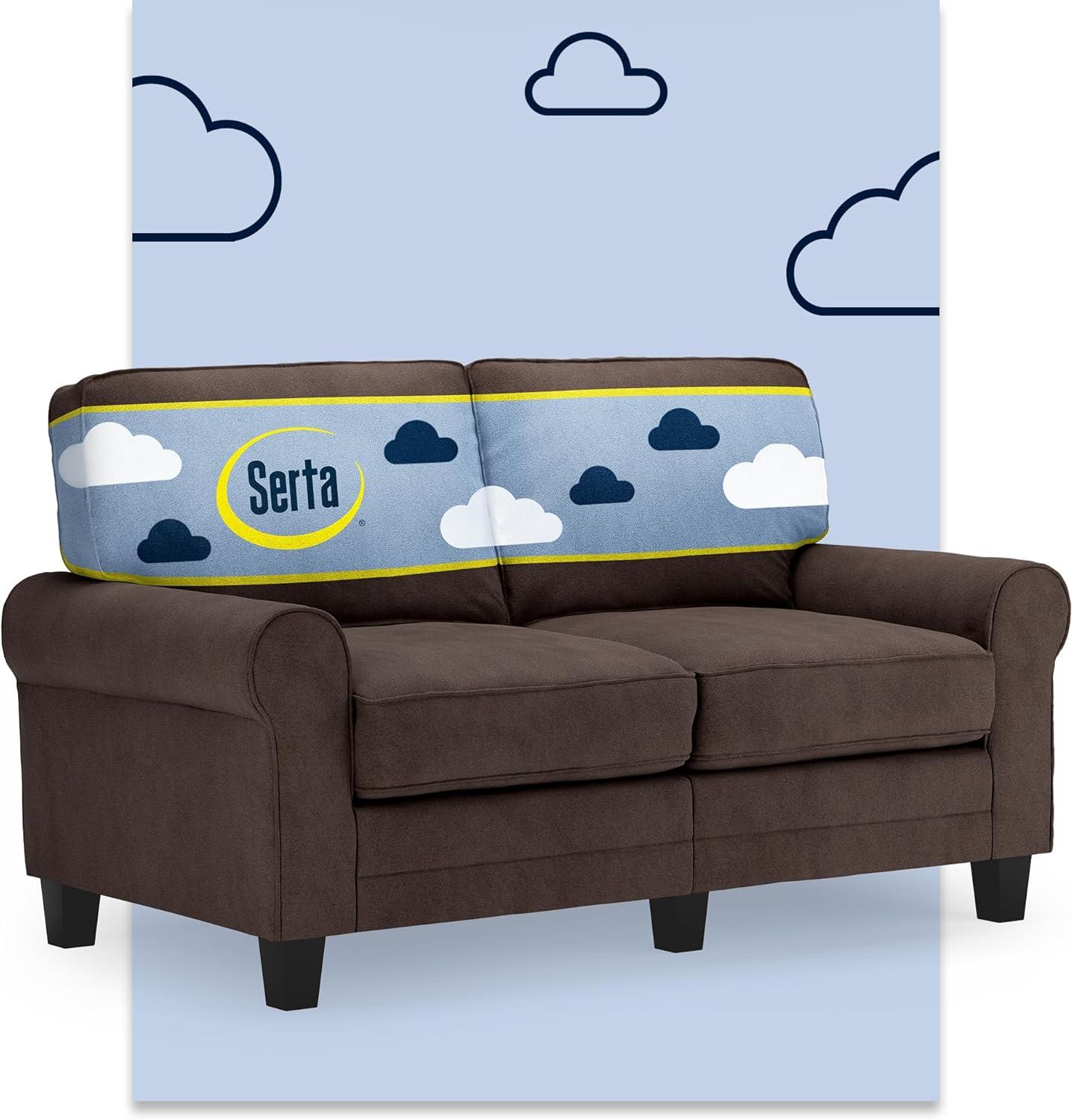 Serta Copenhagen 61" Rolled Arm Sofa, Easy Care Fabric, Soft Pillow Back, Pocket Coil Seat Cushions