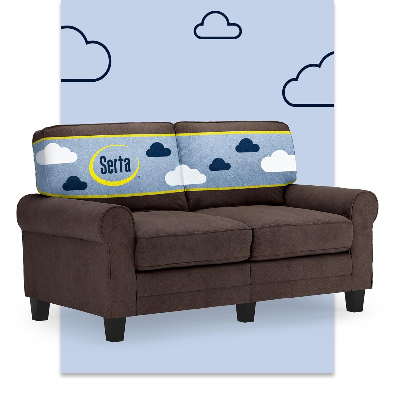 Serta Copenhagen 61" Rolled Arm Sofa, Easy Care Fabric, Soft Pillow Back, Pocket Coil Seat Cushions