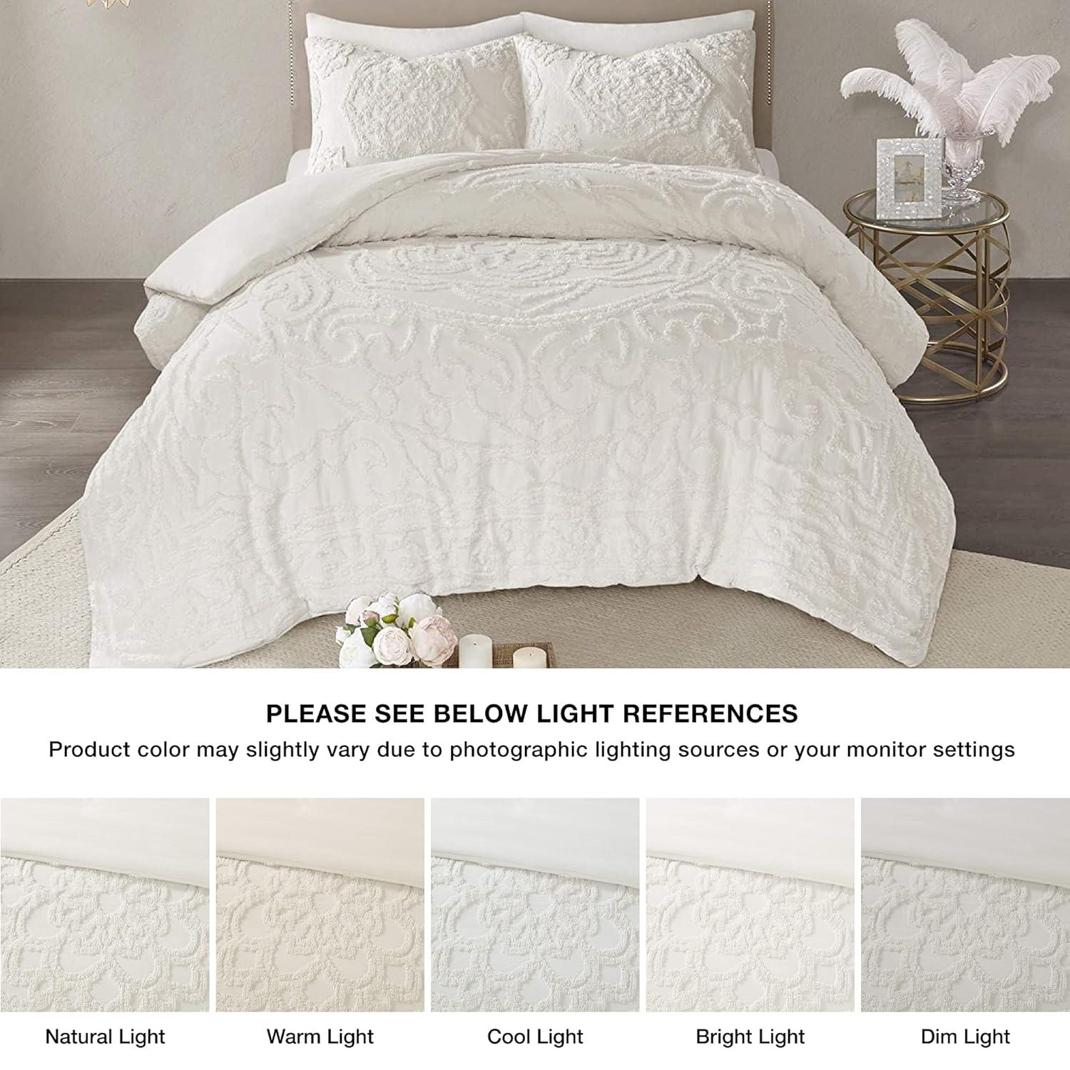 Madison Park Laetitia Tufted Chenille Cotton 3 Piece Medallion Duvet Cover Set