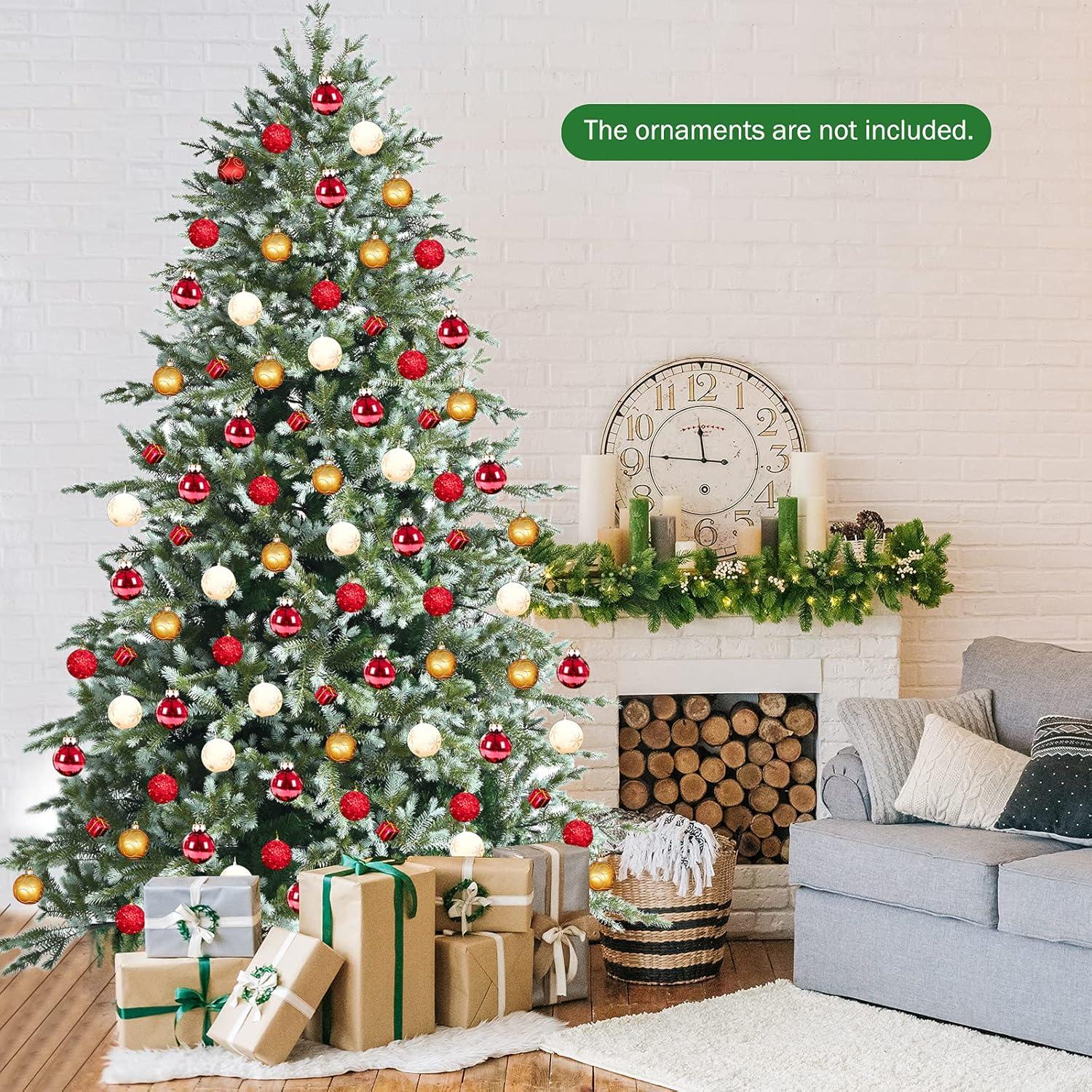 Resenkos Christmas Tree,Home Party Christmas Tree Decorations,8 Feet Hinged Artificial Christmas Spruce Tree with Mixed PE and PVC Tips