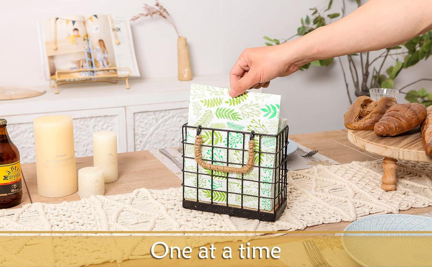 NIKKY HOME Farmhouse Napkin Holder, Rustic Tissue Dispenser, Freestanding Paper Hand Towel Caddy, Vintage Cocktail Napkin Tray Decor for Kitchen, Countertop, Dining Table, Restaurant, Outdoor - Black